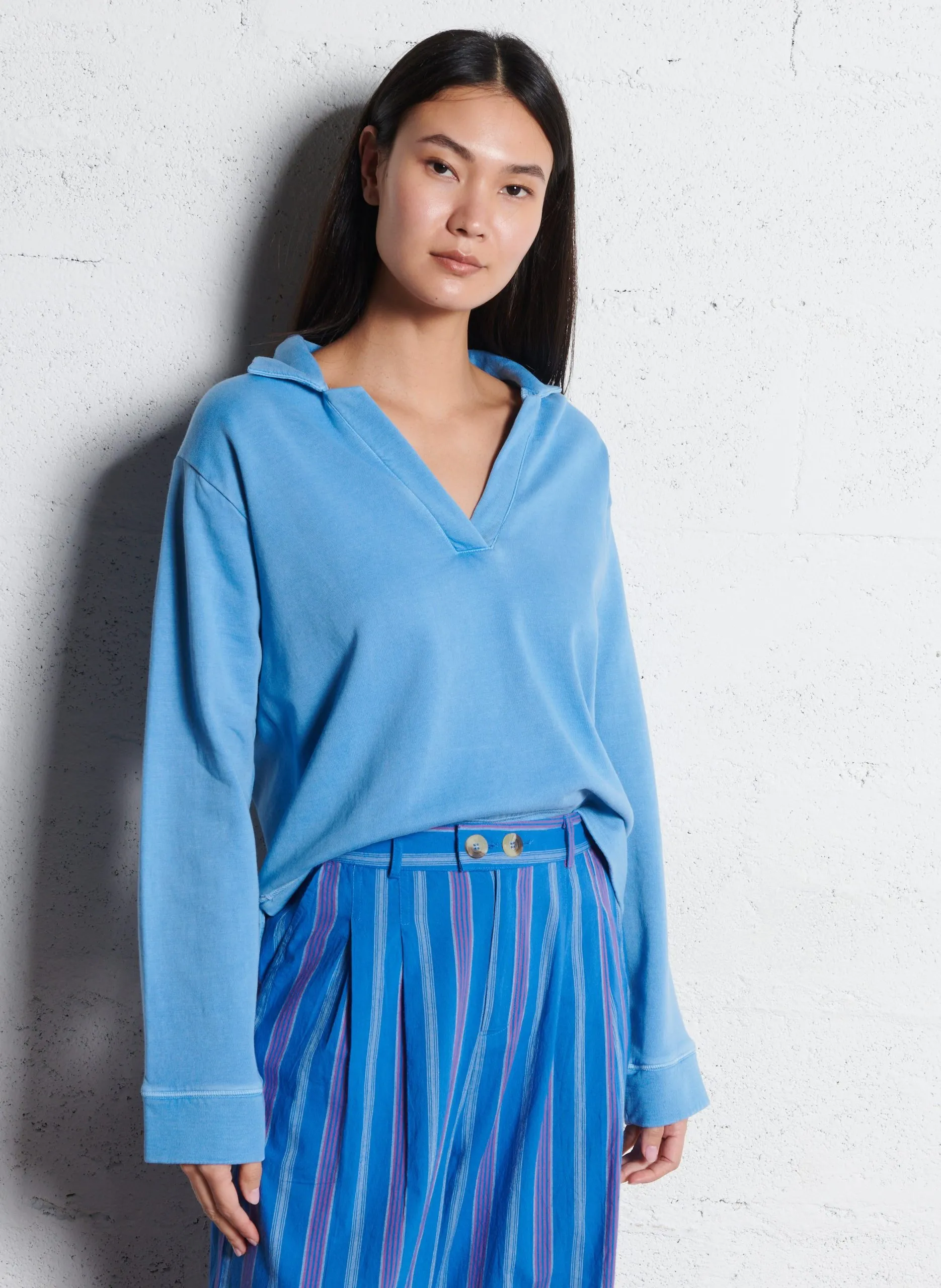 Sweat droit manches longues Bleu SULLY