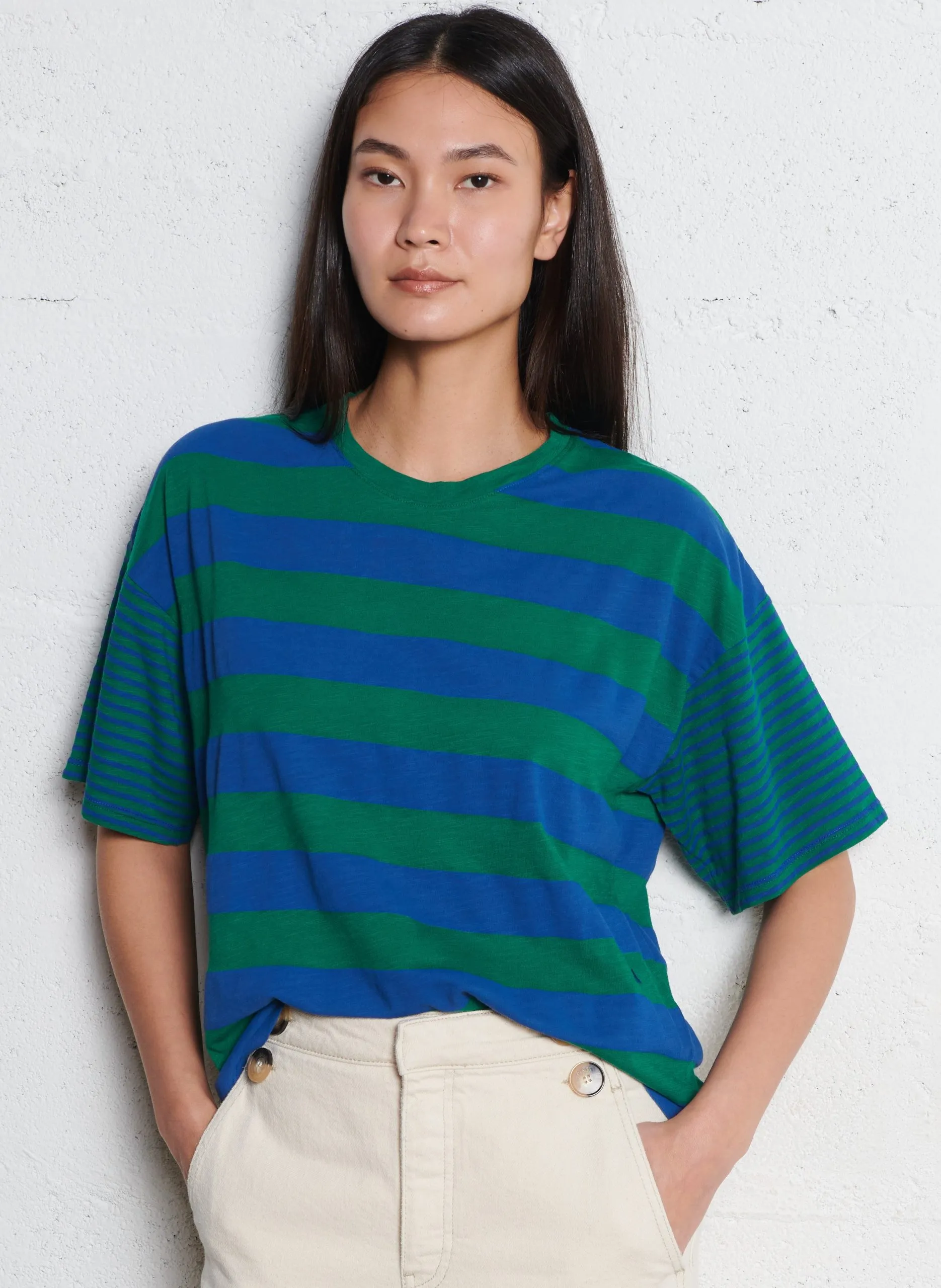 Tee-shirt col rond en coton bio Vert TITAN