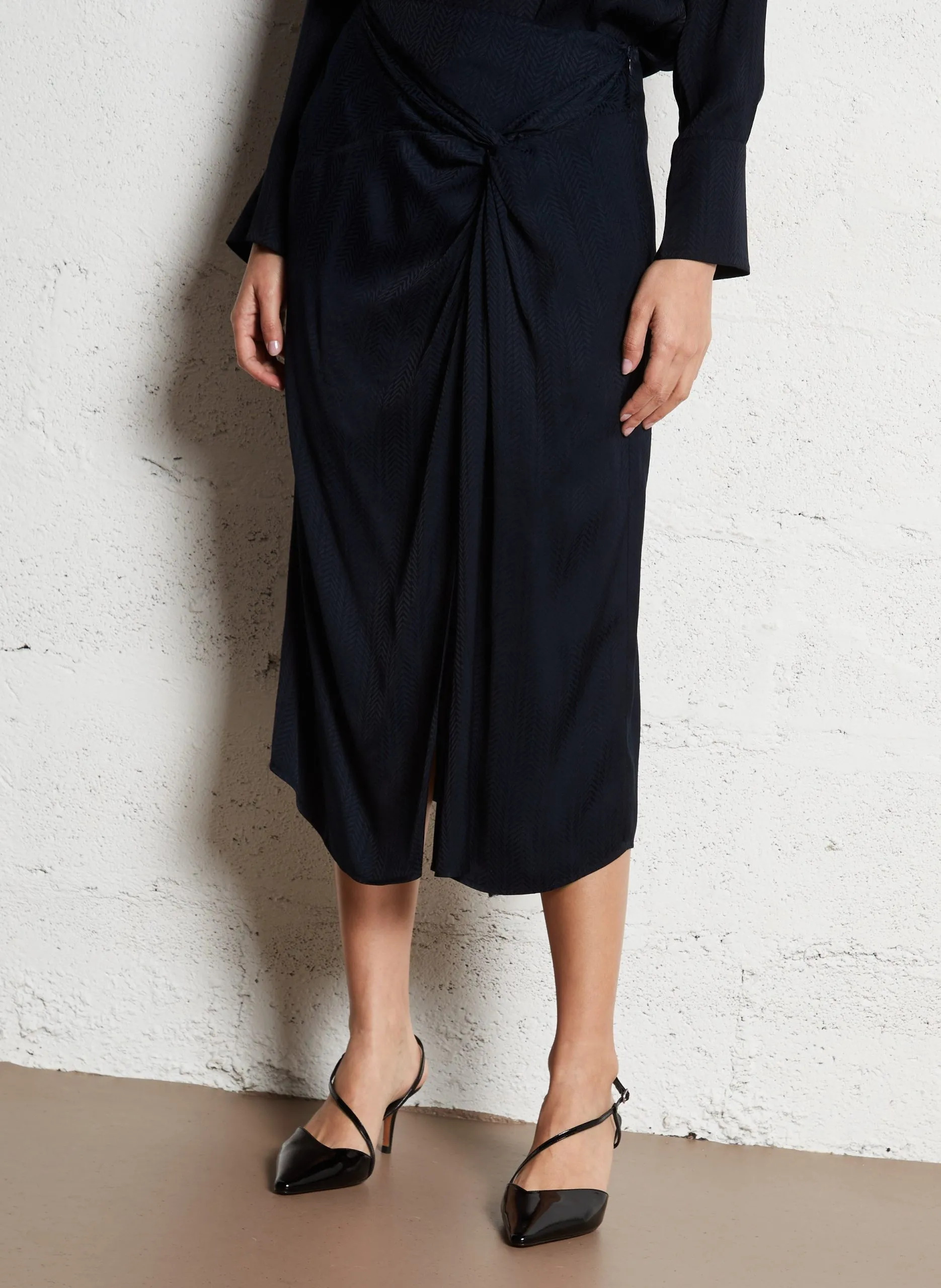 Jupe midi droite jacquard Bleu NELLY