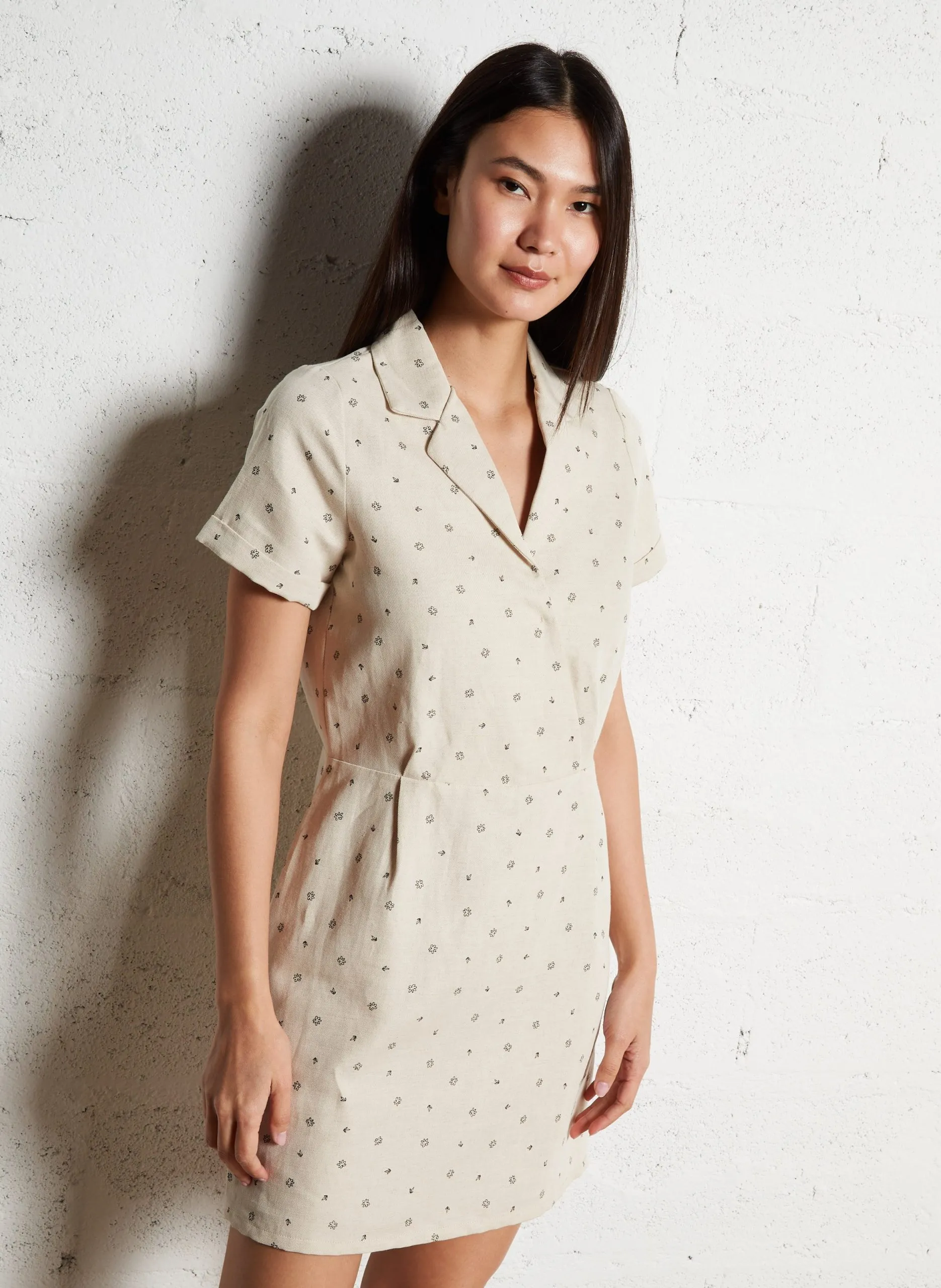 Robe courte droite à motifs Blanc