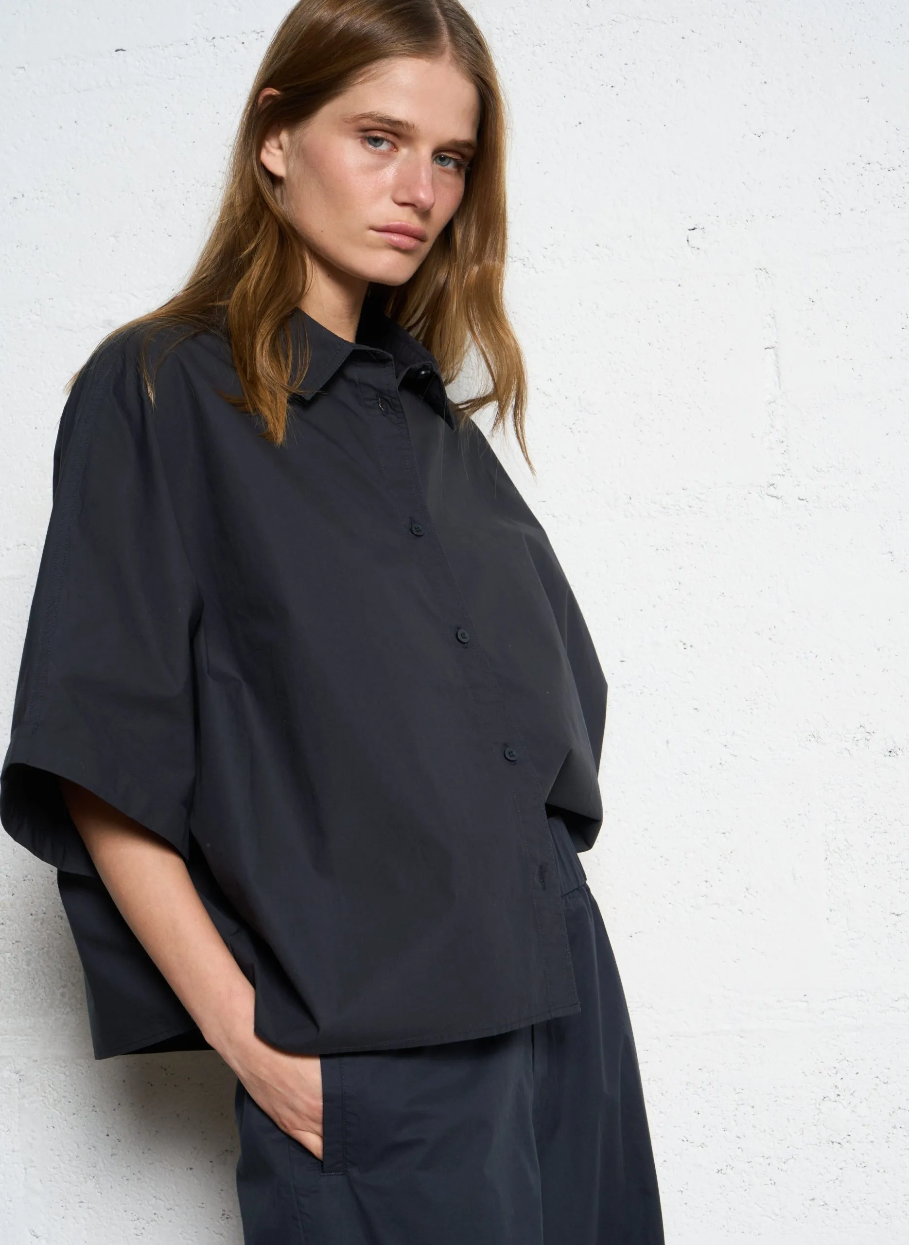 Chemise col classique en coton Gris DOLLY