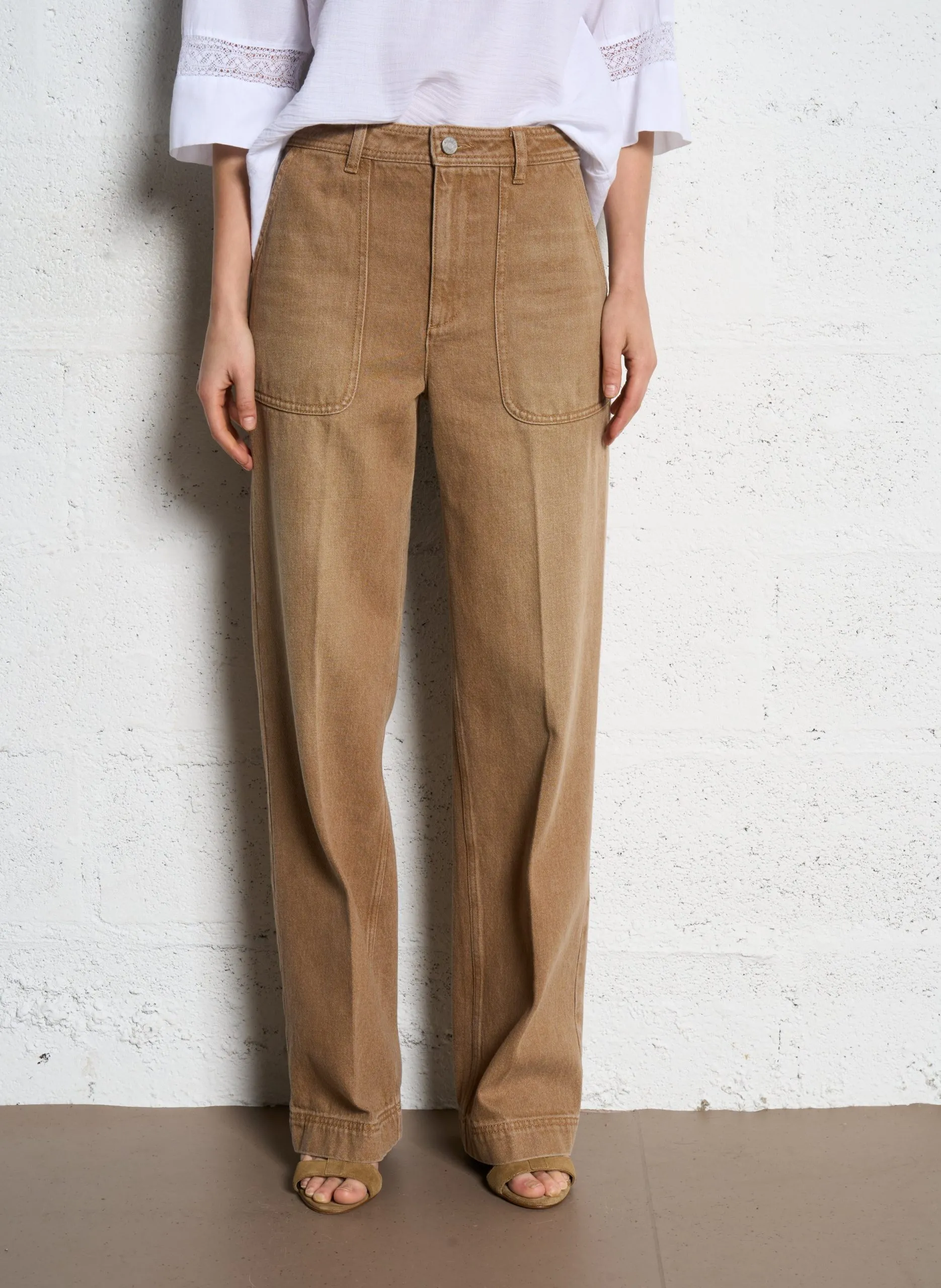 Jean large en coton mélangé Marron SPERONE