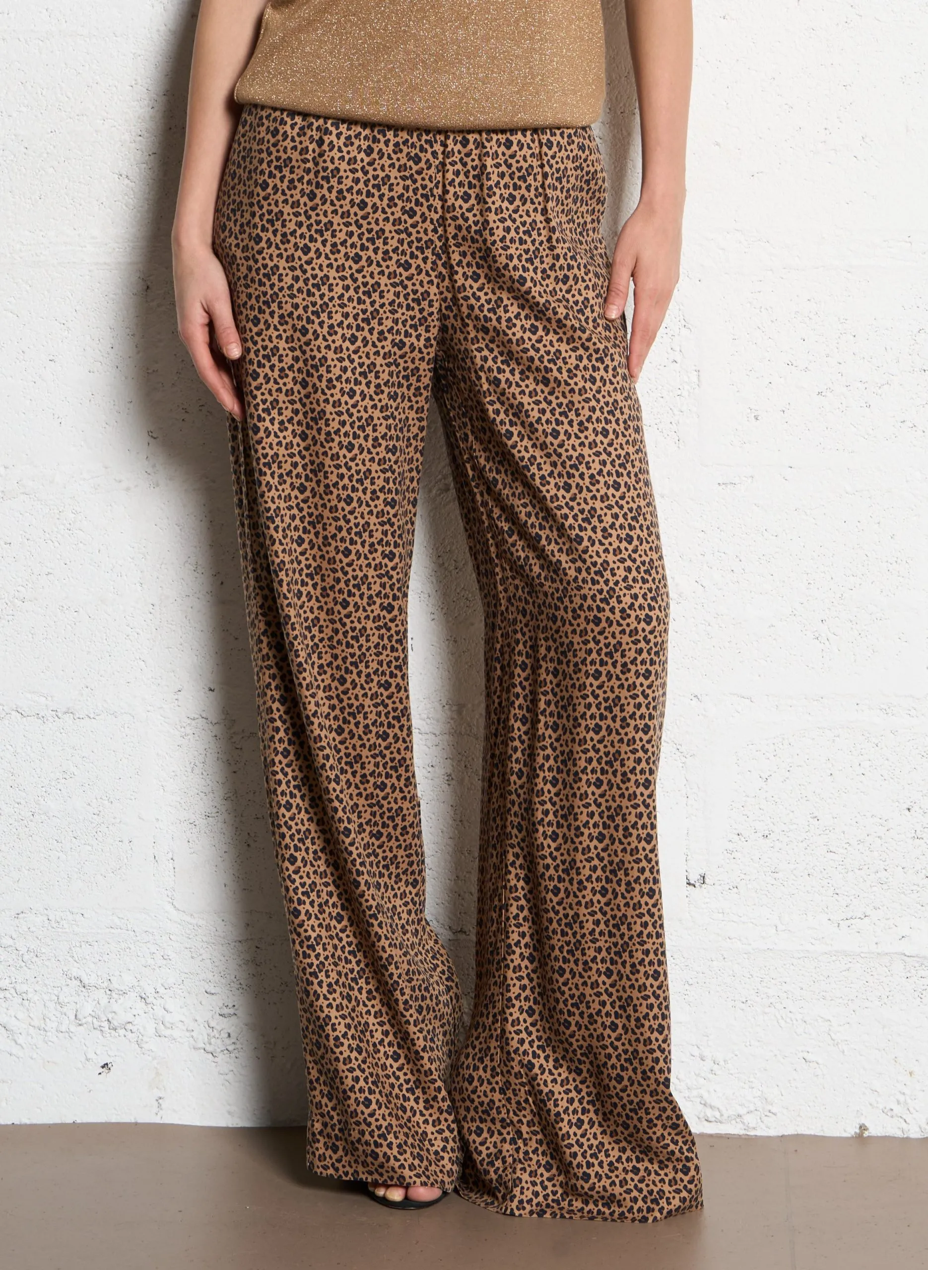Pantalon large à motif léopard Marron PRIDE