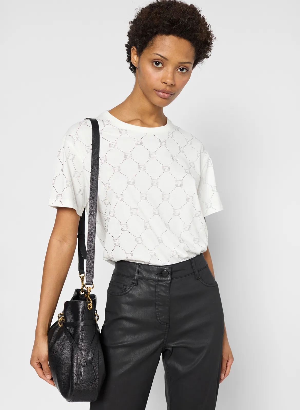 Tee-shirt col rond en coton Blanc GABRIELLE