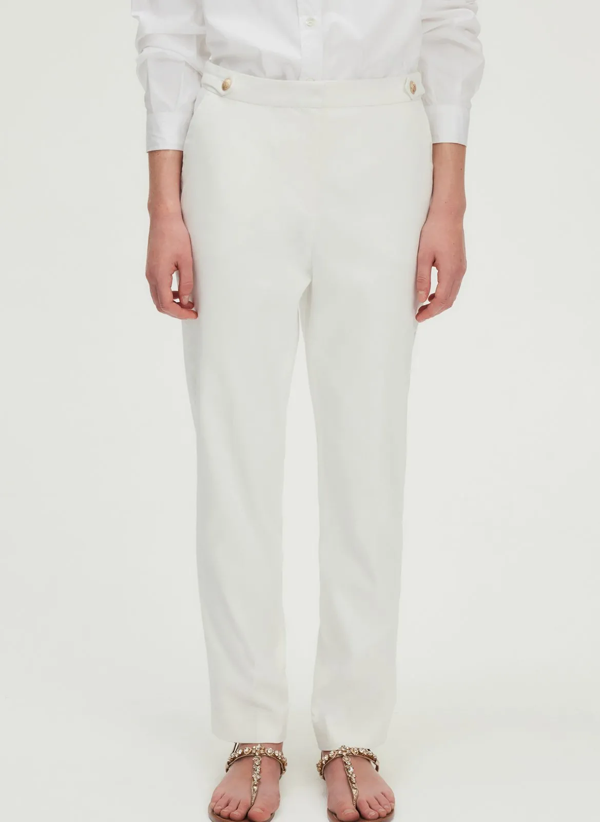 Pantalon droit en coton mélangé Beige JULIEN