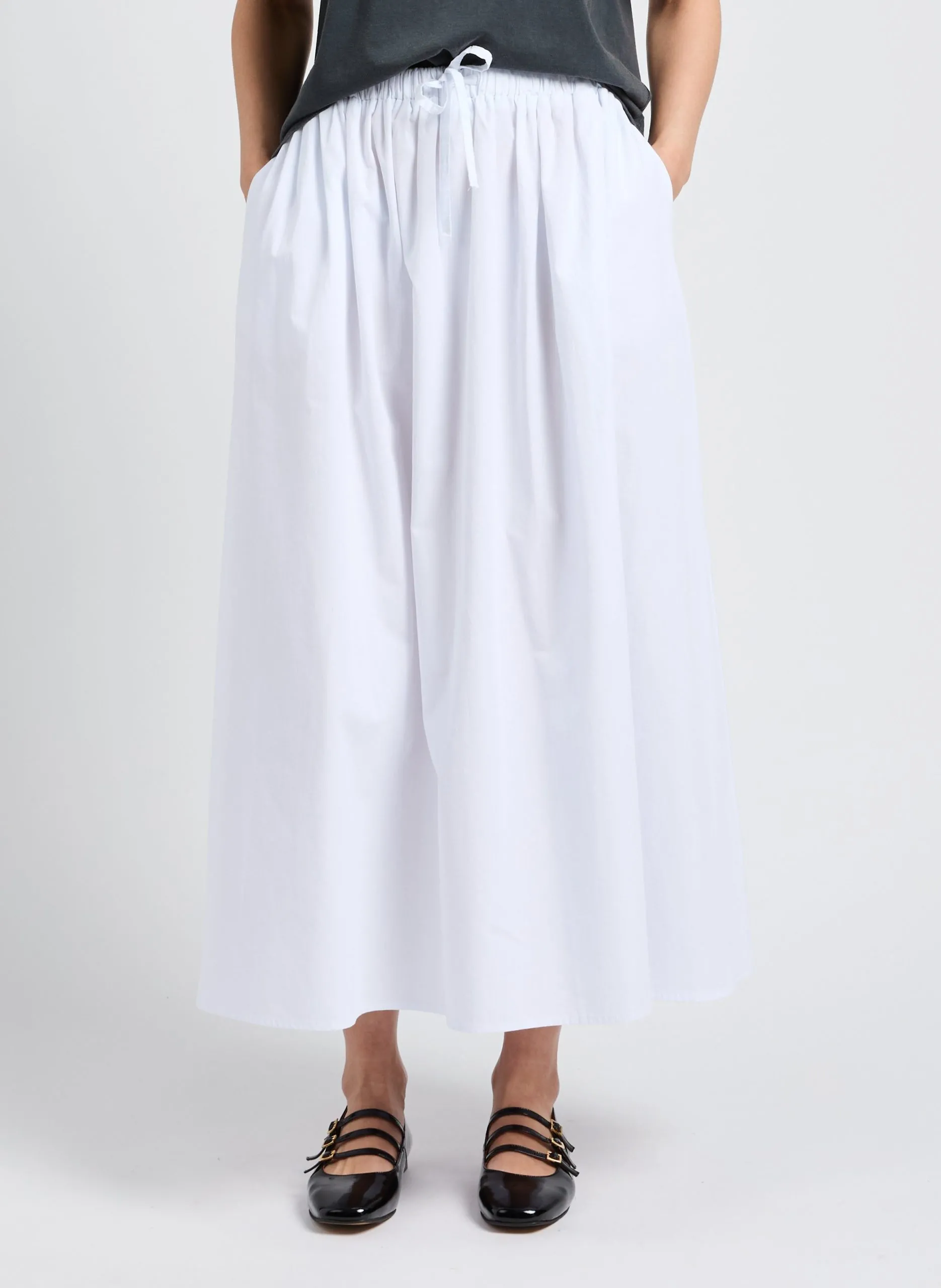 Jupe midi en coton Blanc VEDI
