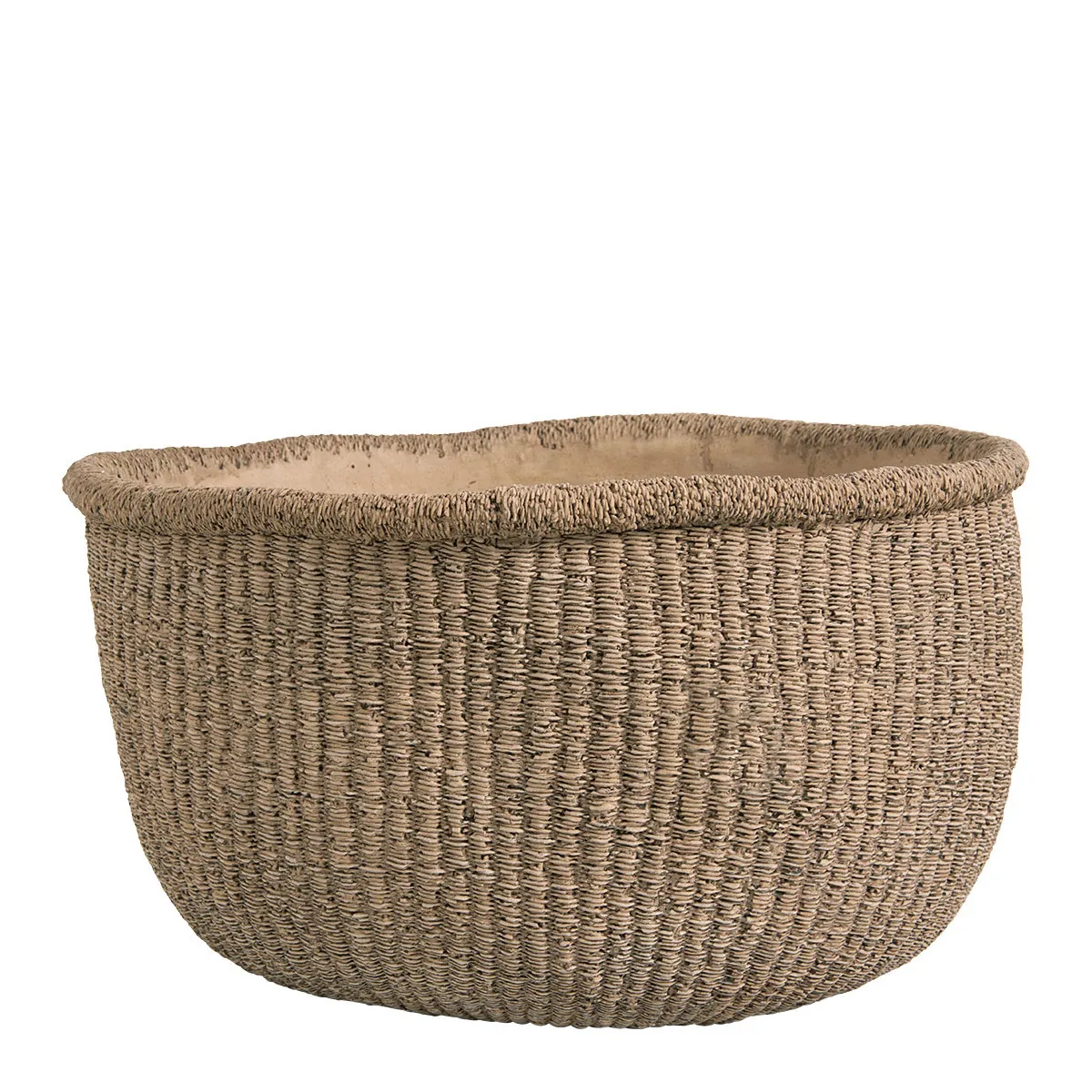 Cache-pot cika en ciment beige - grand modèle - 44 x 43 x 24,7 cm Beige