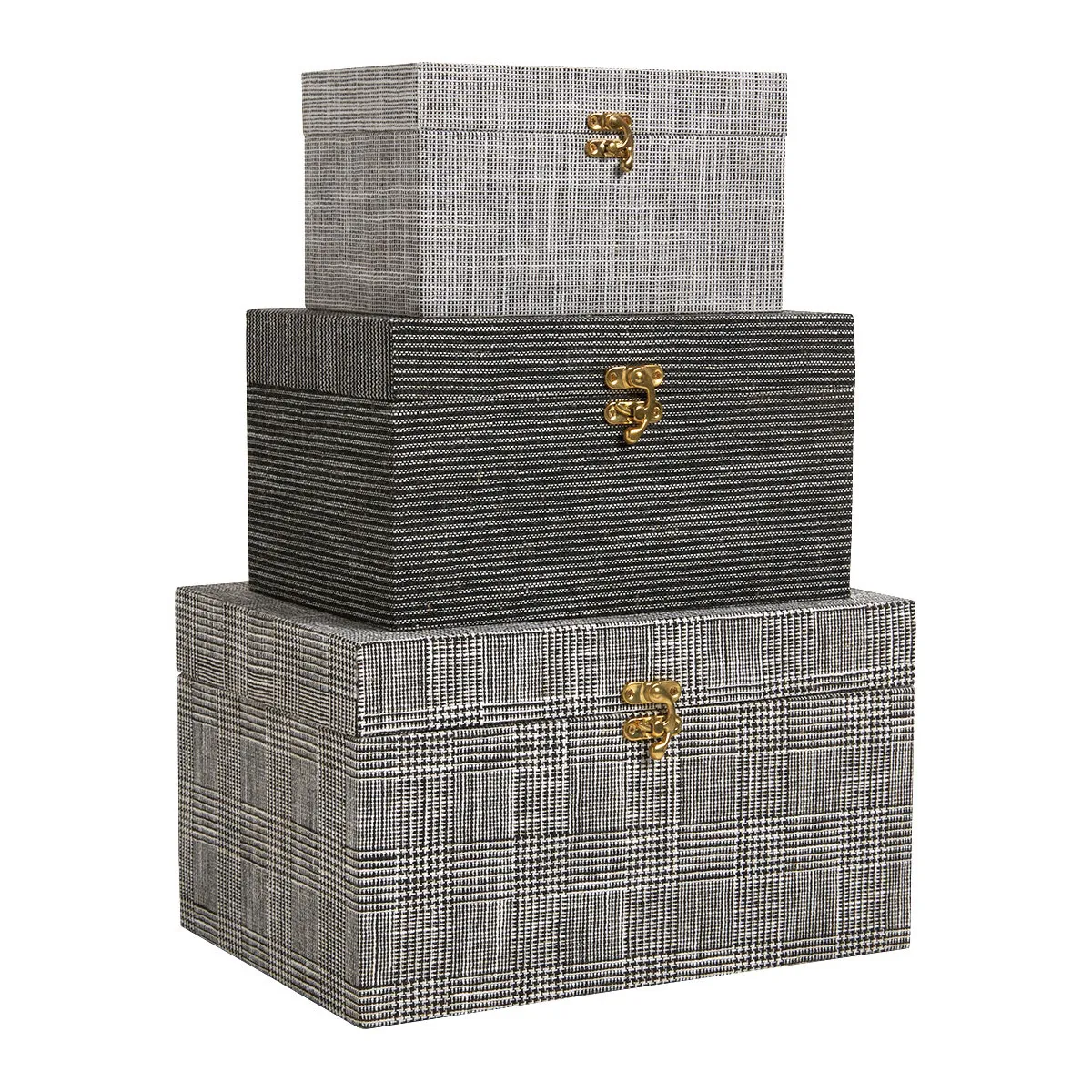 Set de 3 boîtes gabin en tissu - noir et blanc Noir