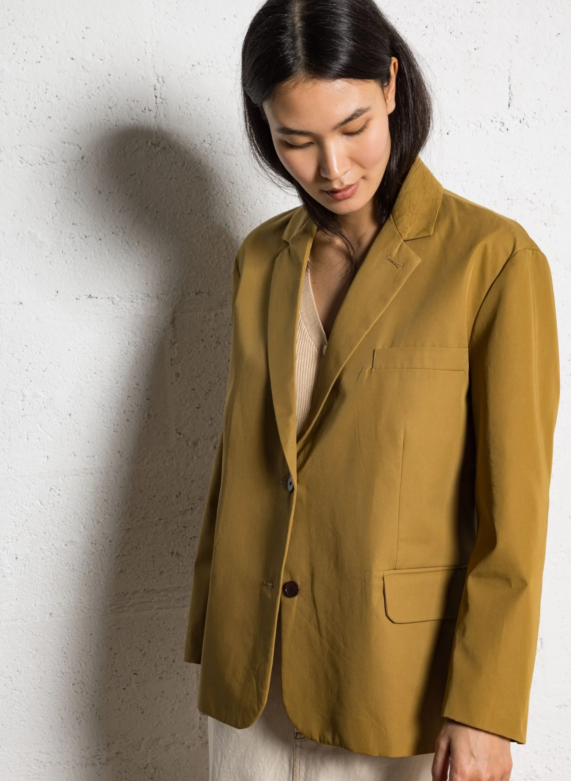 Blazer ample en coton et lin mélangé Marron LONDON