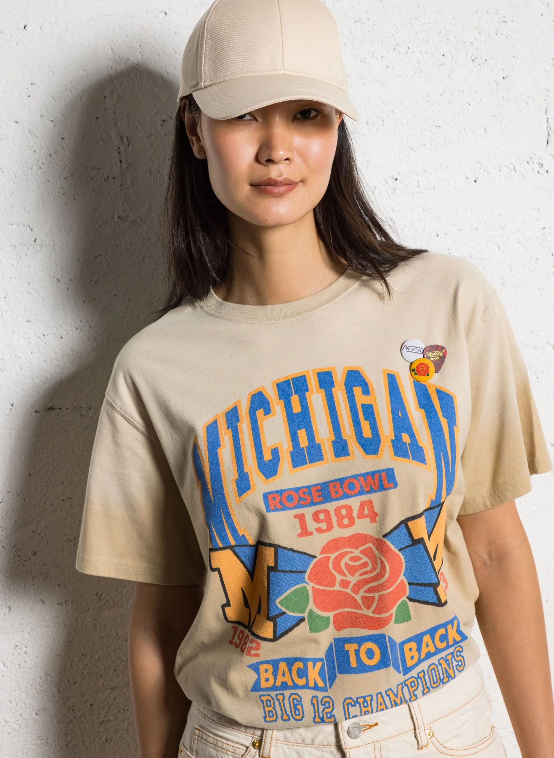 Tee-shirt col rond en coton Beige ROSE