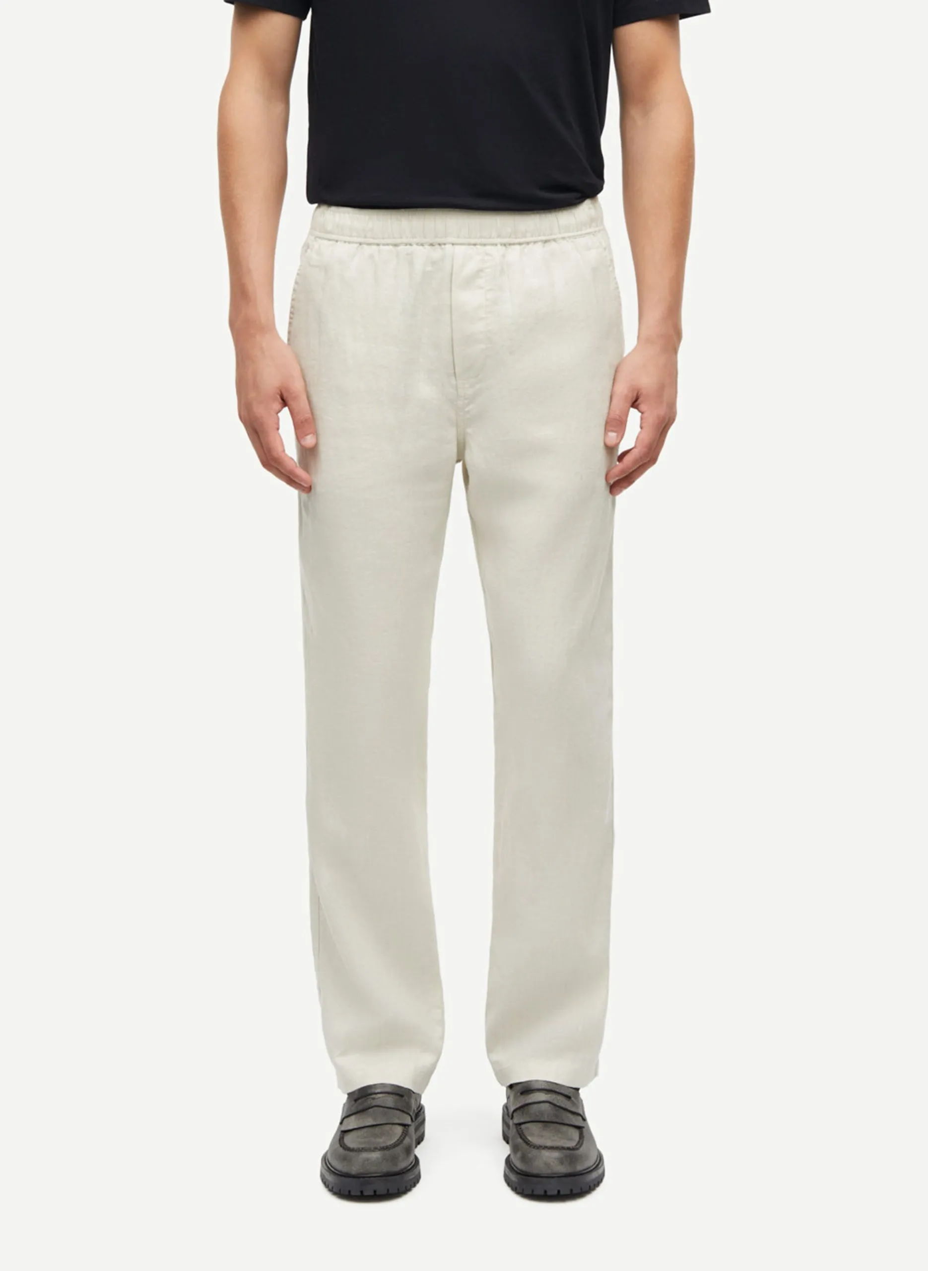 Pantalon droit en lin Blanc SAJABARI