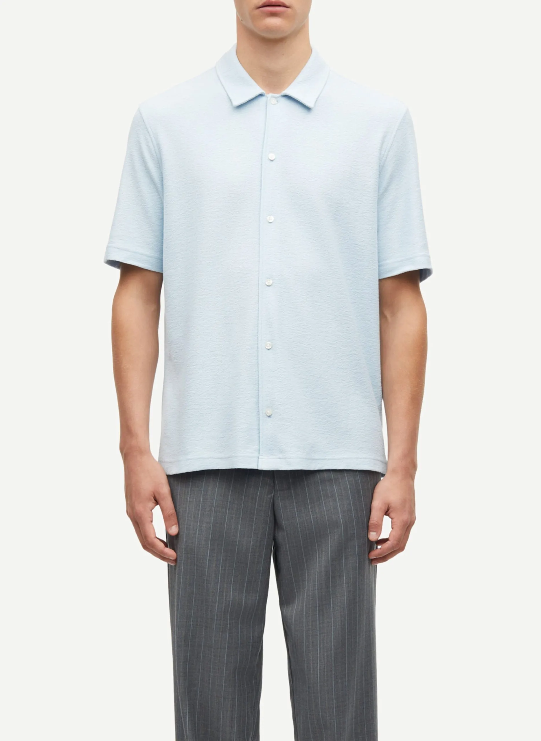 Chemise droite en coton bio mélangé Bleu KVISTBRO