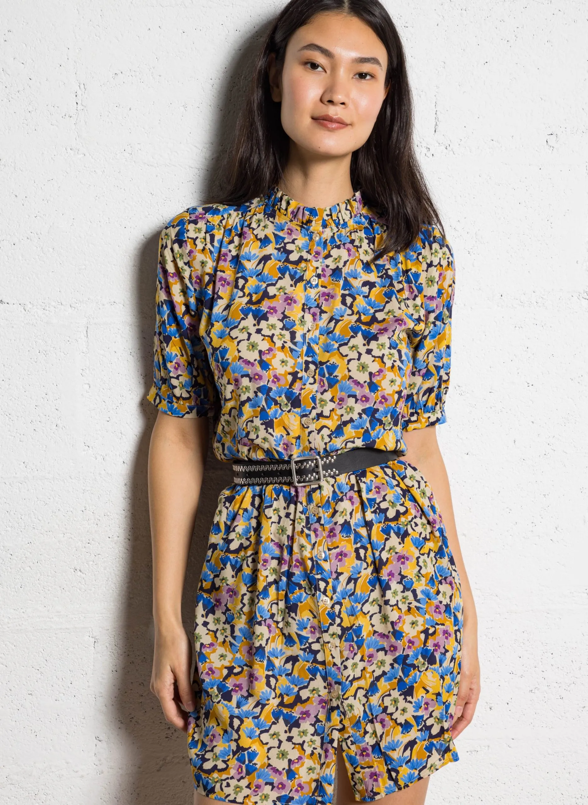 Robe courte imprimée Bleu ROBINE