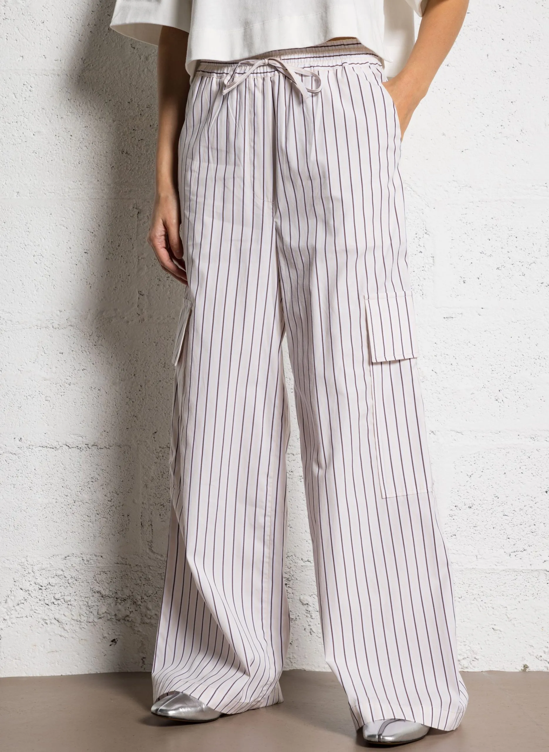 Pantalon cargo large rayé Multicolore ELSON