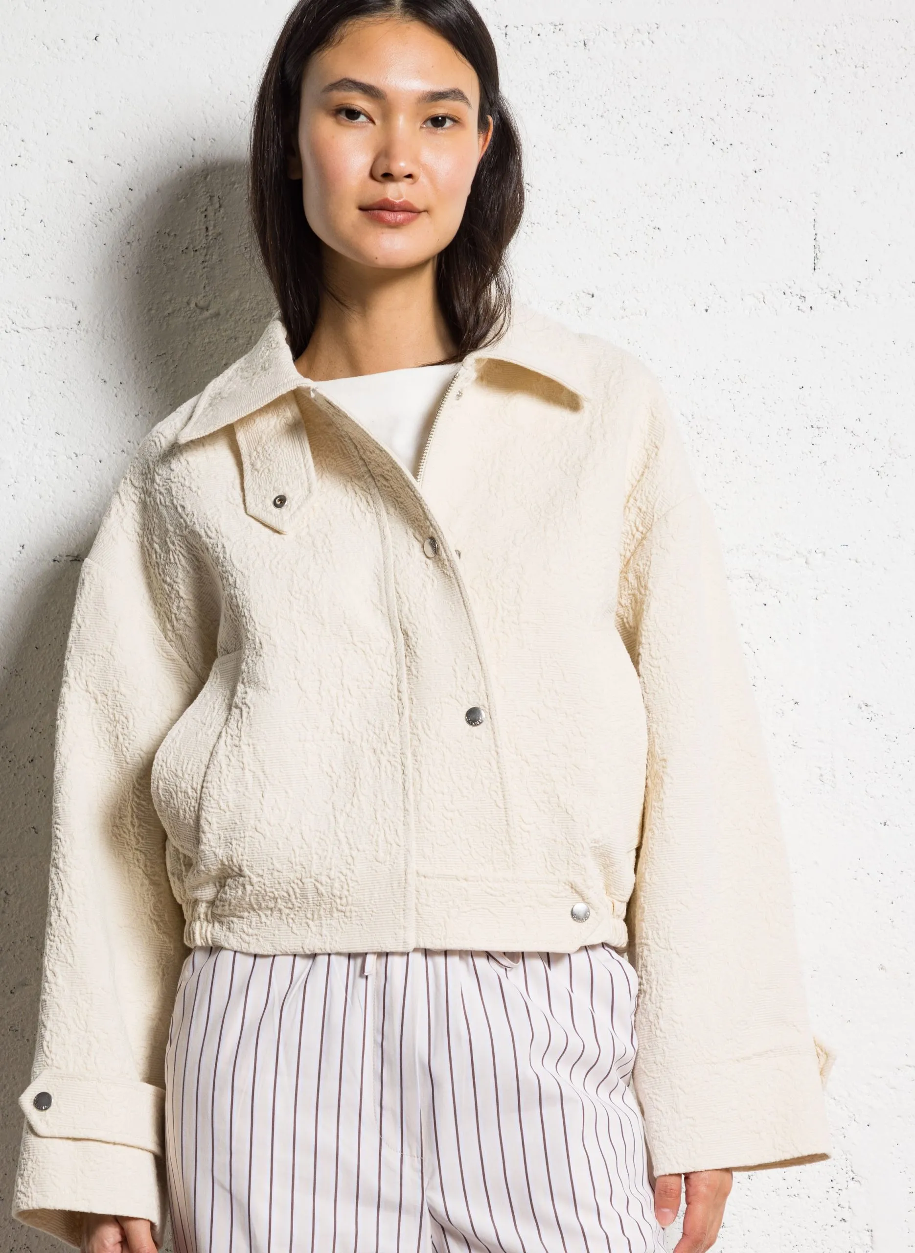 Blouson droit en coton Blanc SVEN