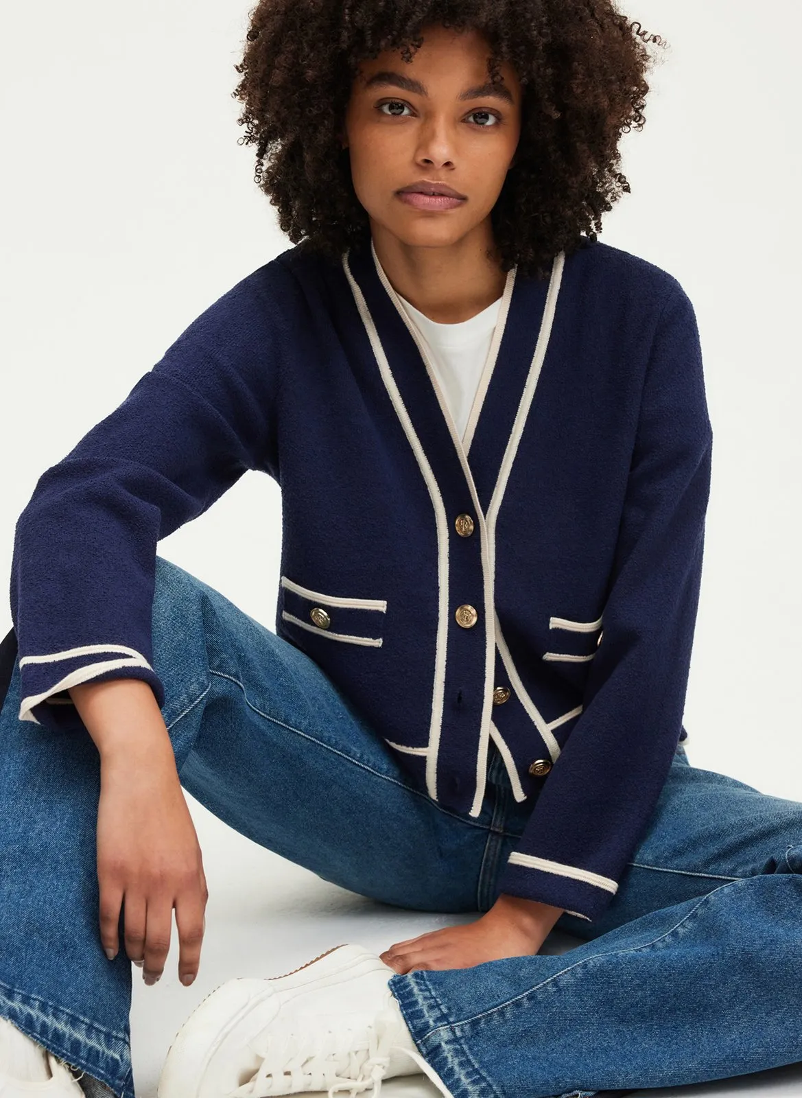 Pull col V Bleu JODIE