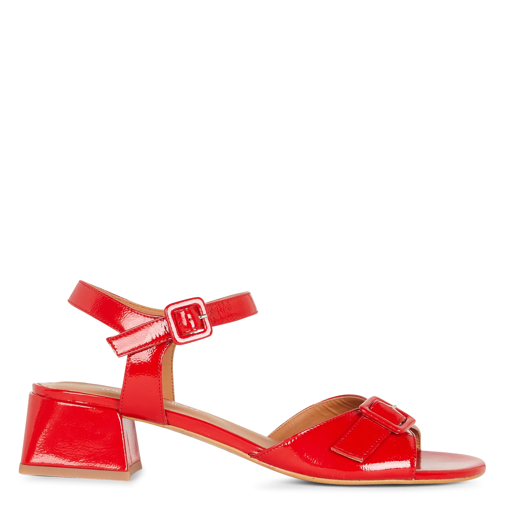 Sandales à talons en cuir Rouge MAGGY