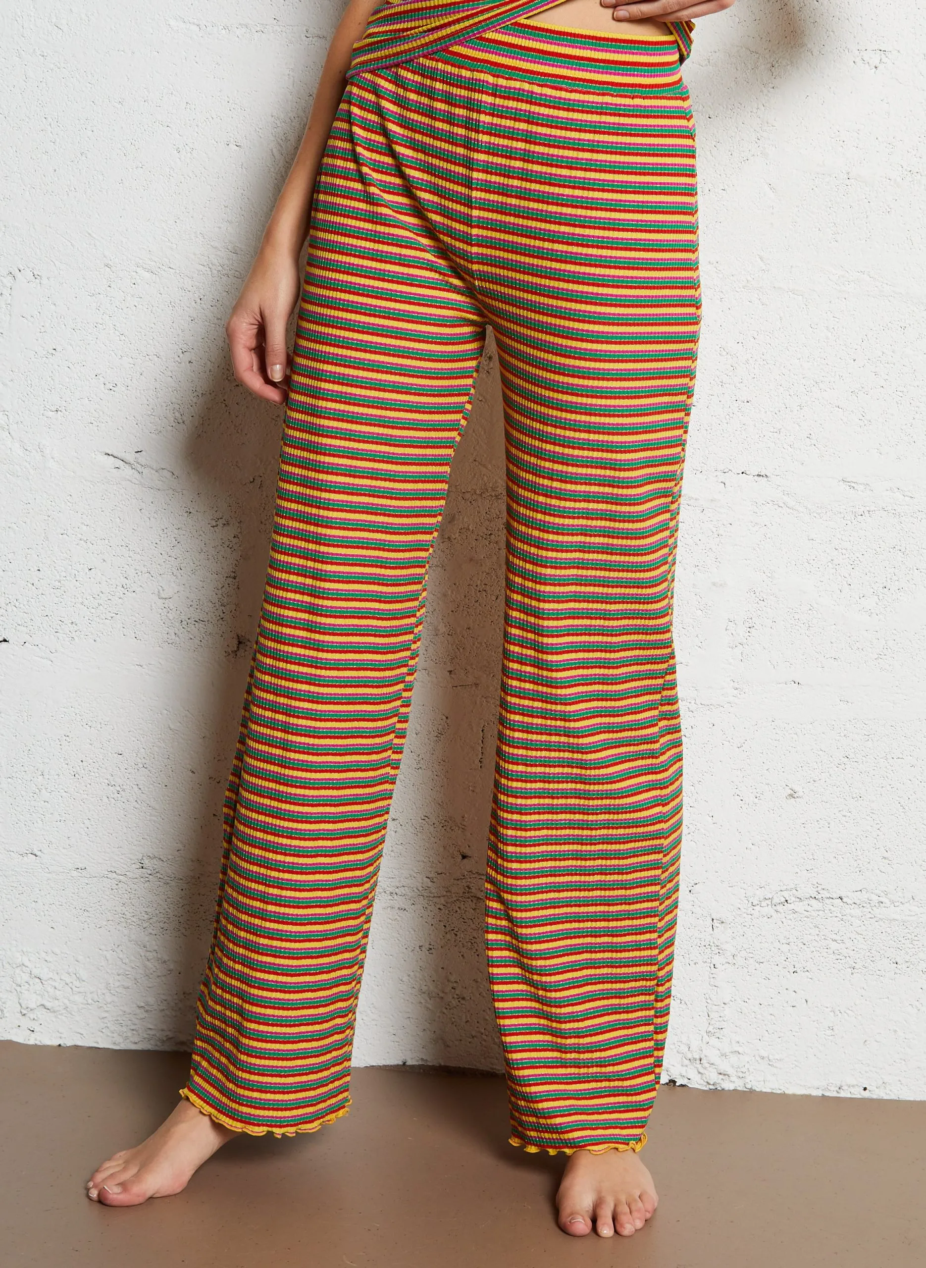 Pantalon large taille haute Multicolore NATI