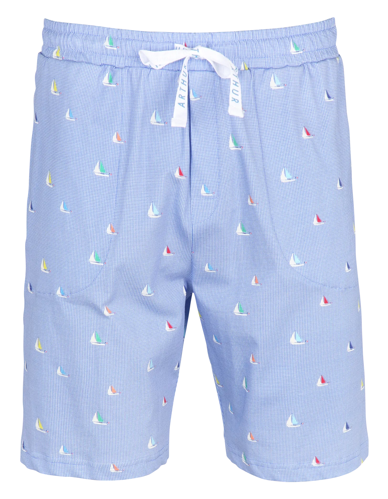 Short droit imprimé en coton Bleu