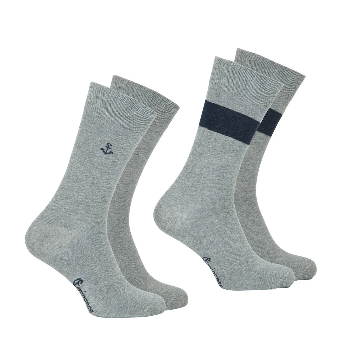 Lot de 2 paires de chaussettes mi-hautes homme fantaisie eminence Gris