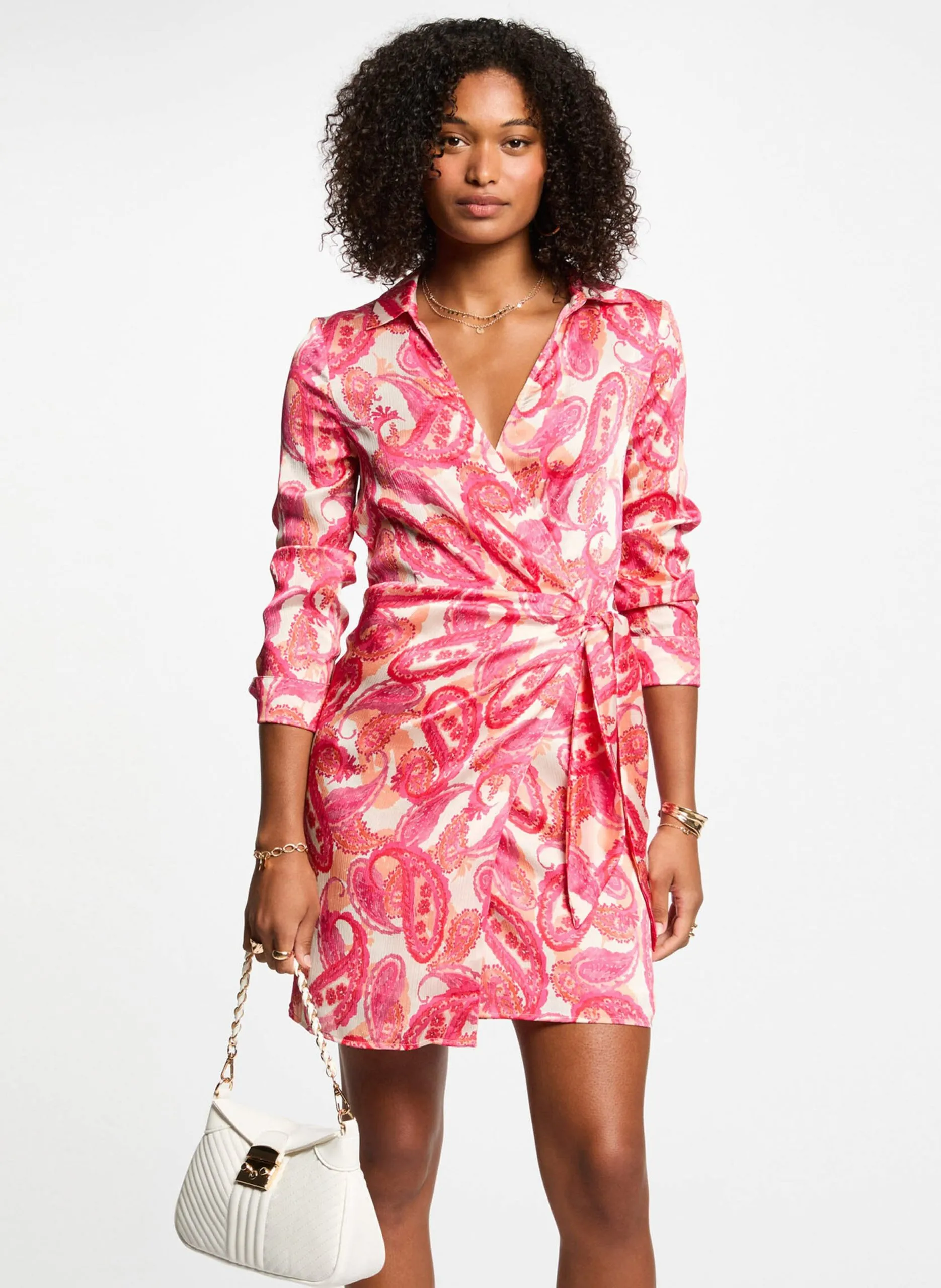 Robe courte cintrée à motifs Rose 251-RESTA.F