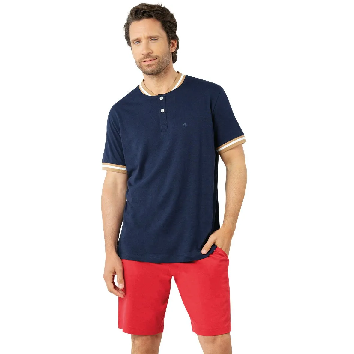 Pyjama court col ouvert homme casual eminence Multicolore