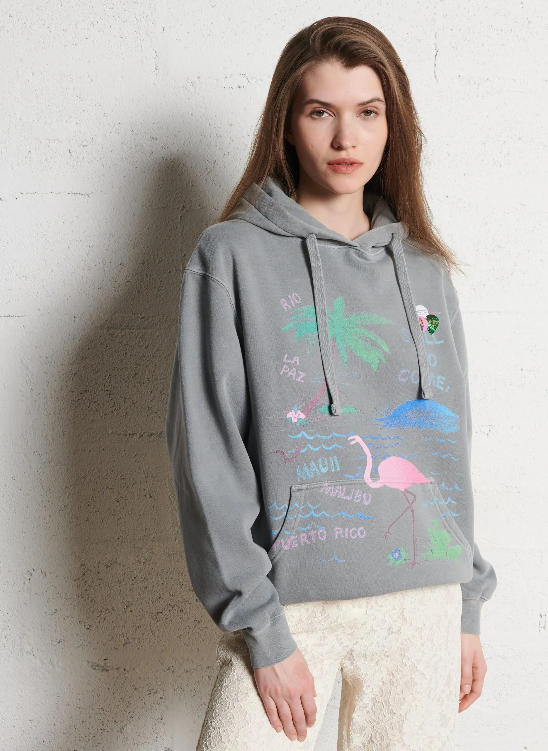 Sweat à capuche en coton mélangé Gris JAGGER FLAMINGO