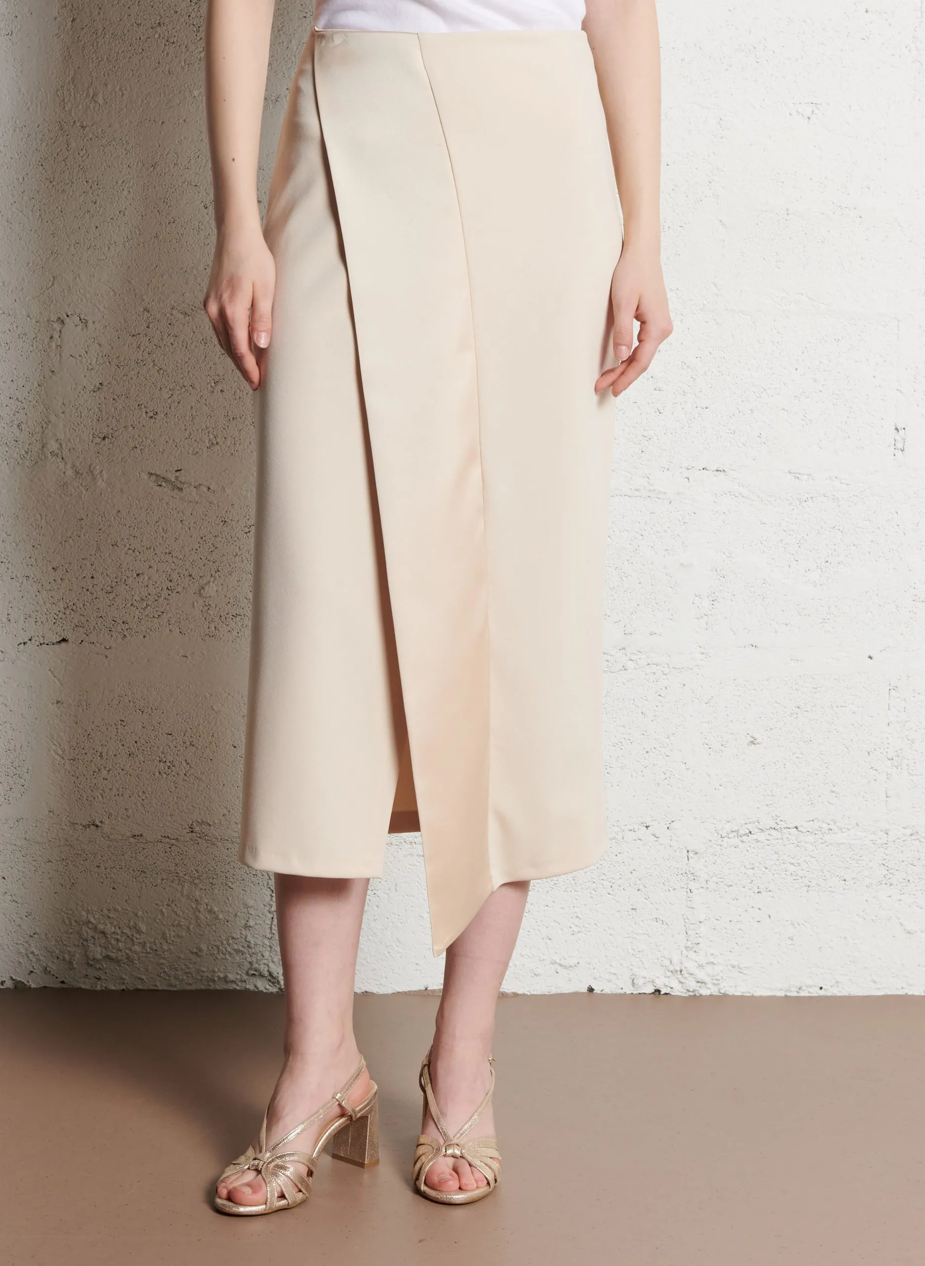 Jupe asymétrique satinée Blanc