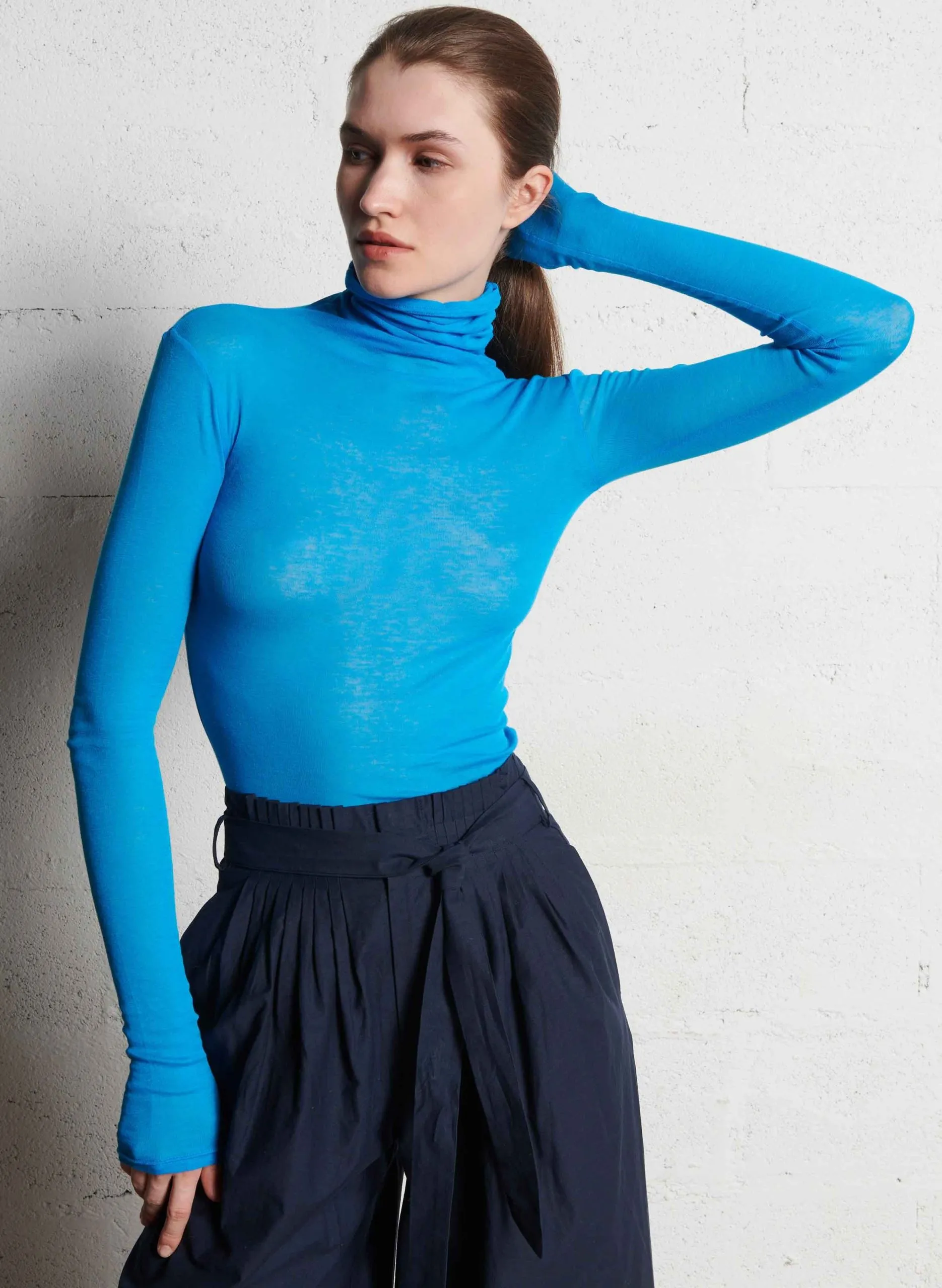 Sous-pull ajusté en jersey de coton Bleu MASSACHUSETTS