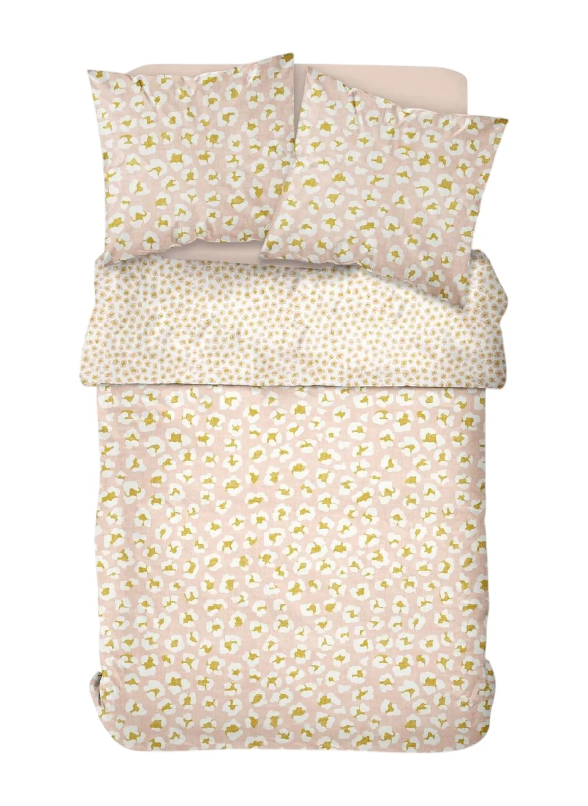 Parure de lit imprimé en coton Rose SUNSHINE THEO