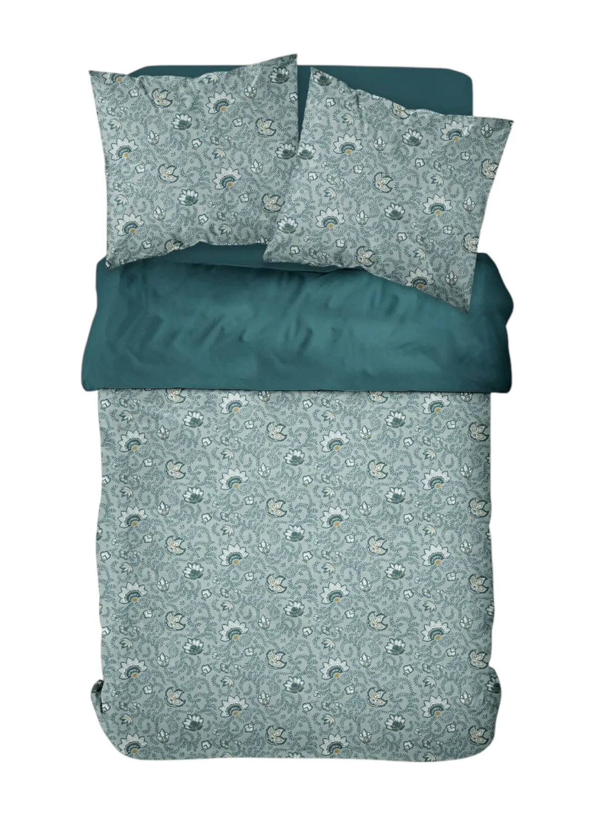 Parure de lit imprimé en coton Vert SUNSHINE ILONA