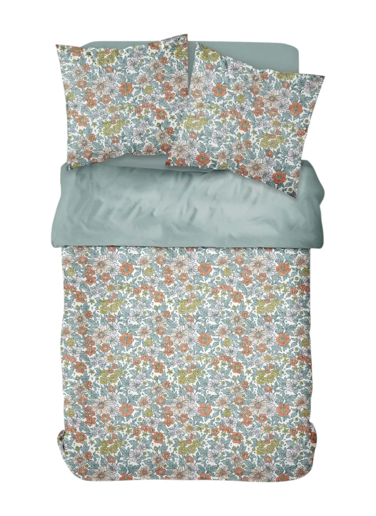 Parure de lit imprimé en coton Vert SUNSHINE TONIA