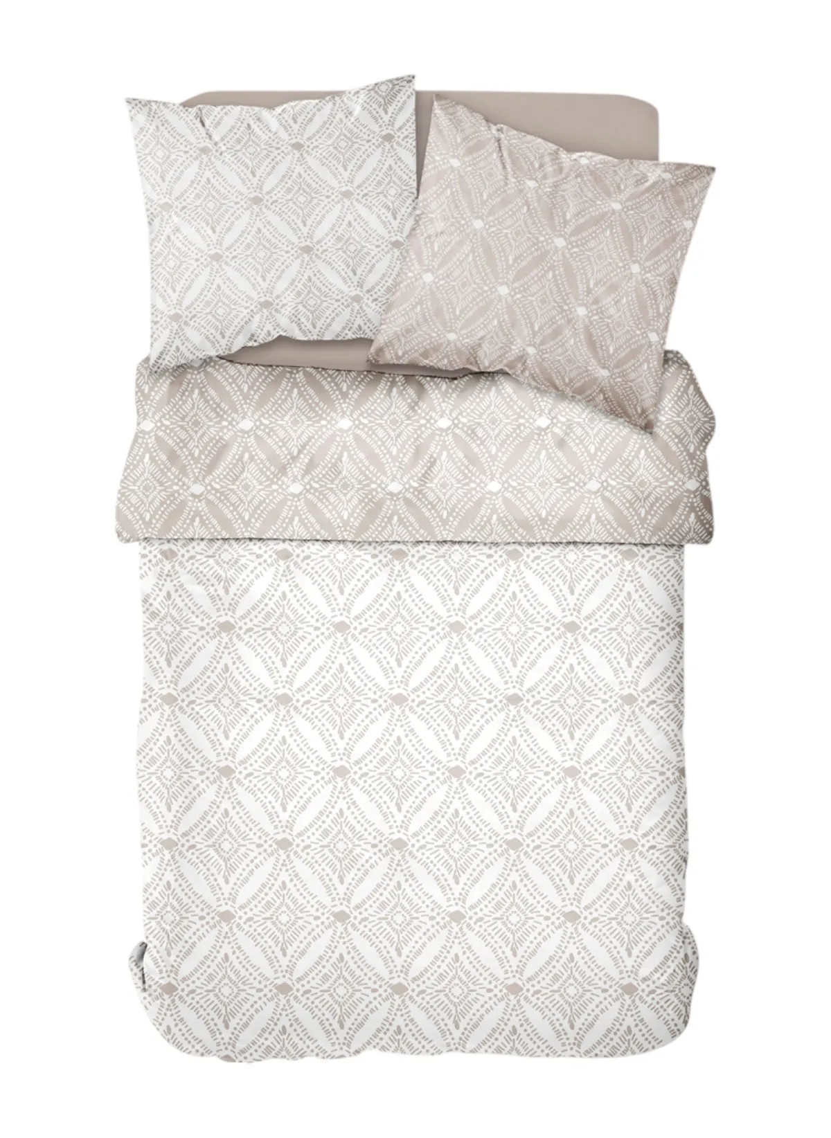 Parure de lit imprimé en coton Beige FLANELLE