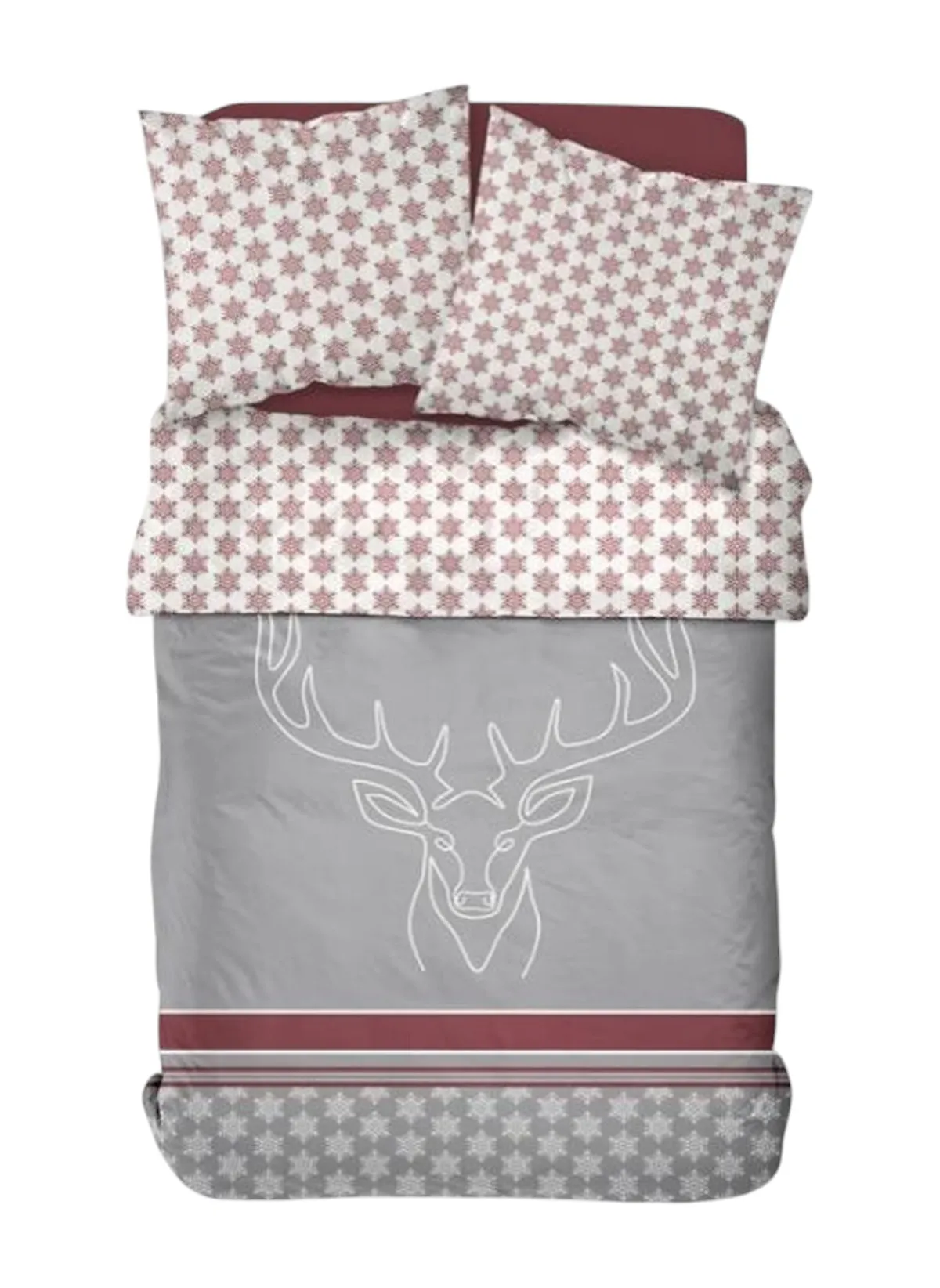 Parure de lit imprimé en coton Gris HORS PISTE