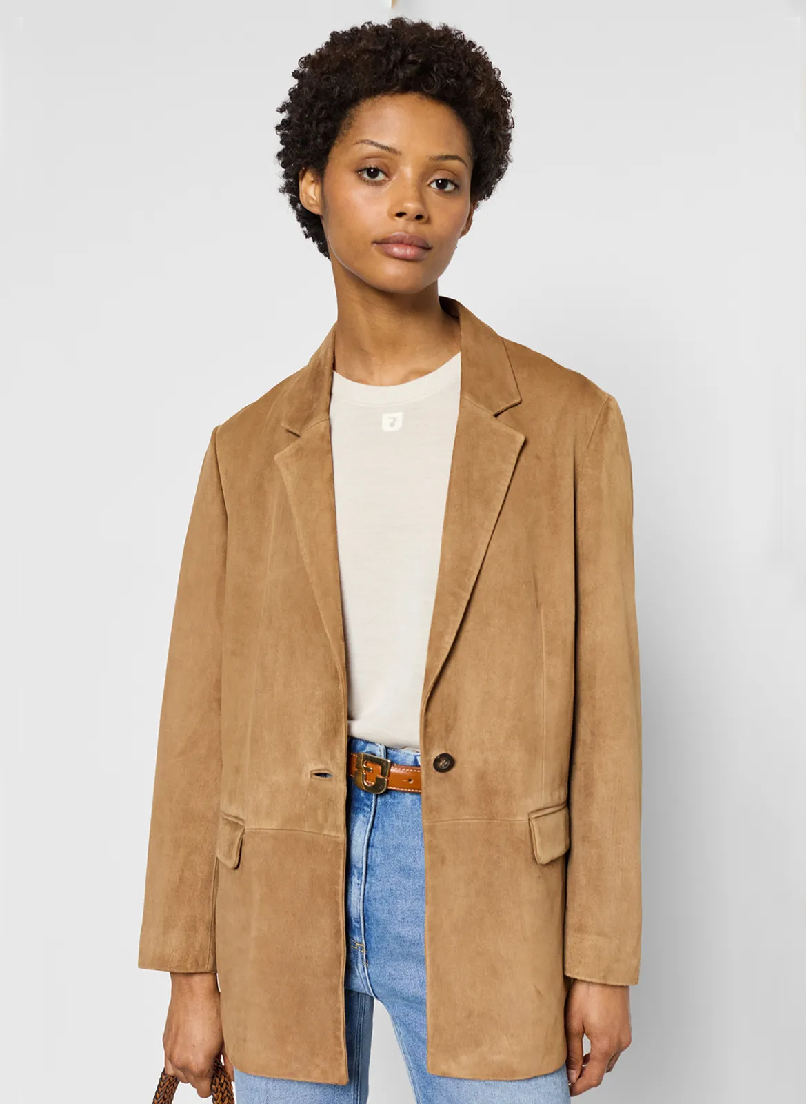 Veste de tailleur en suede Marron ROMANE