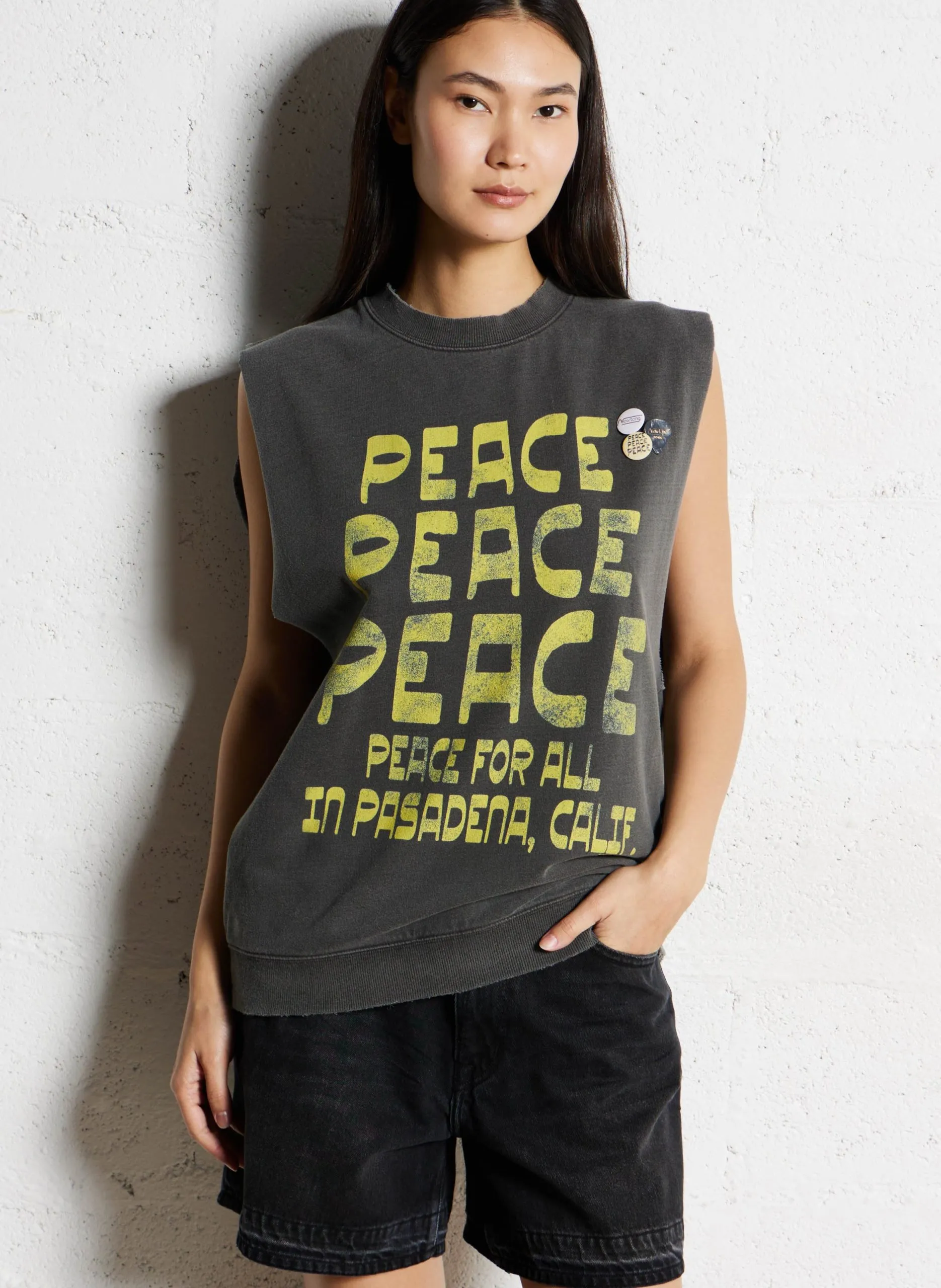 Tee-shirt col rond en coton mélangé Gris BOLSTERPASADENA