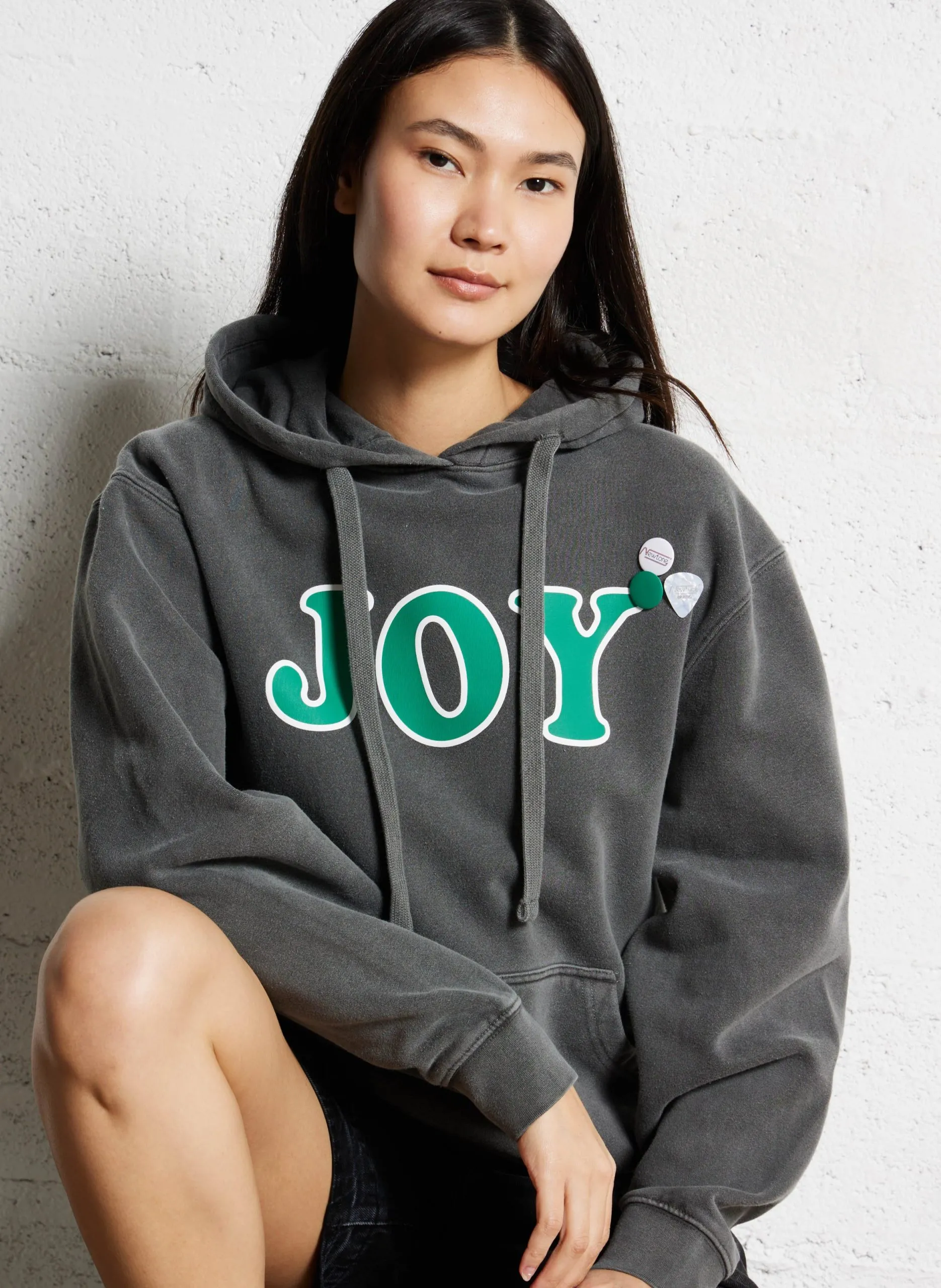 Sweat droit imprimé à capuche Gris JAGGER JOY