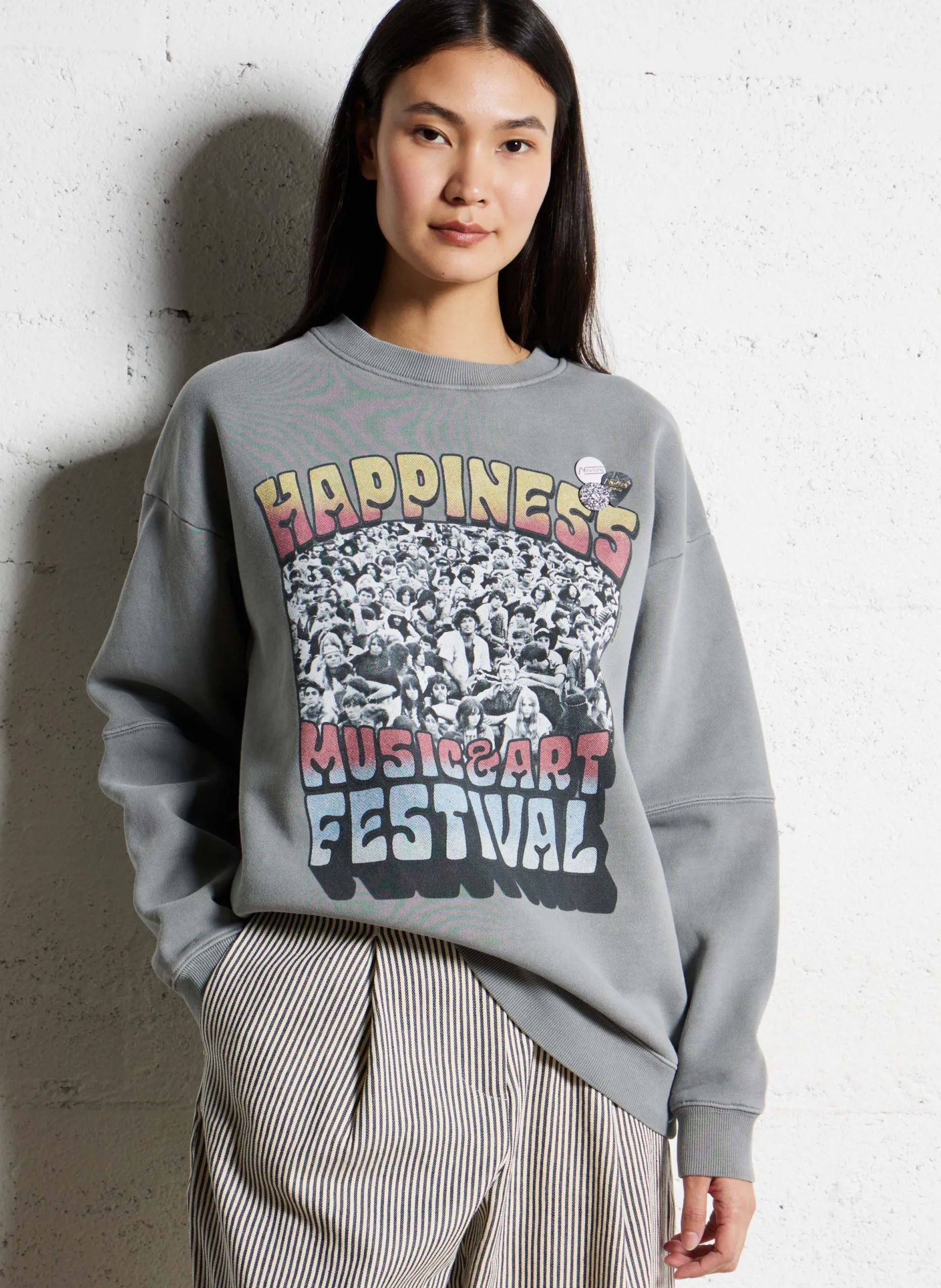 Sweat col rond en coton mélangé Gris ROLLERTHREE DAYS