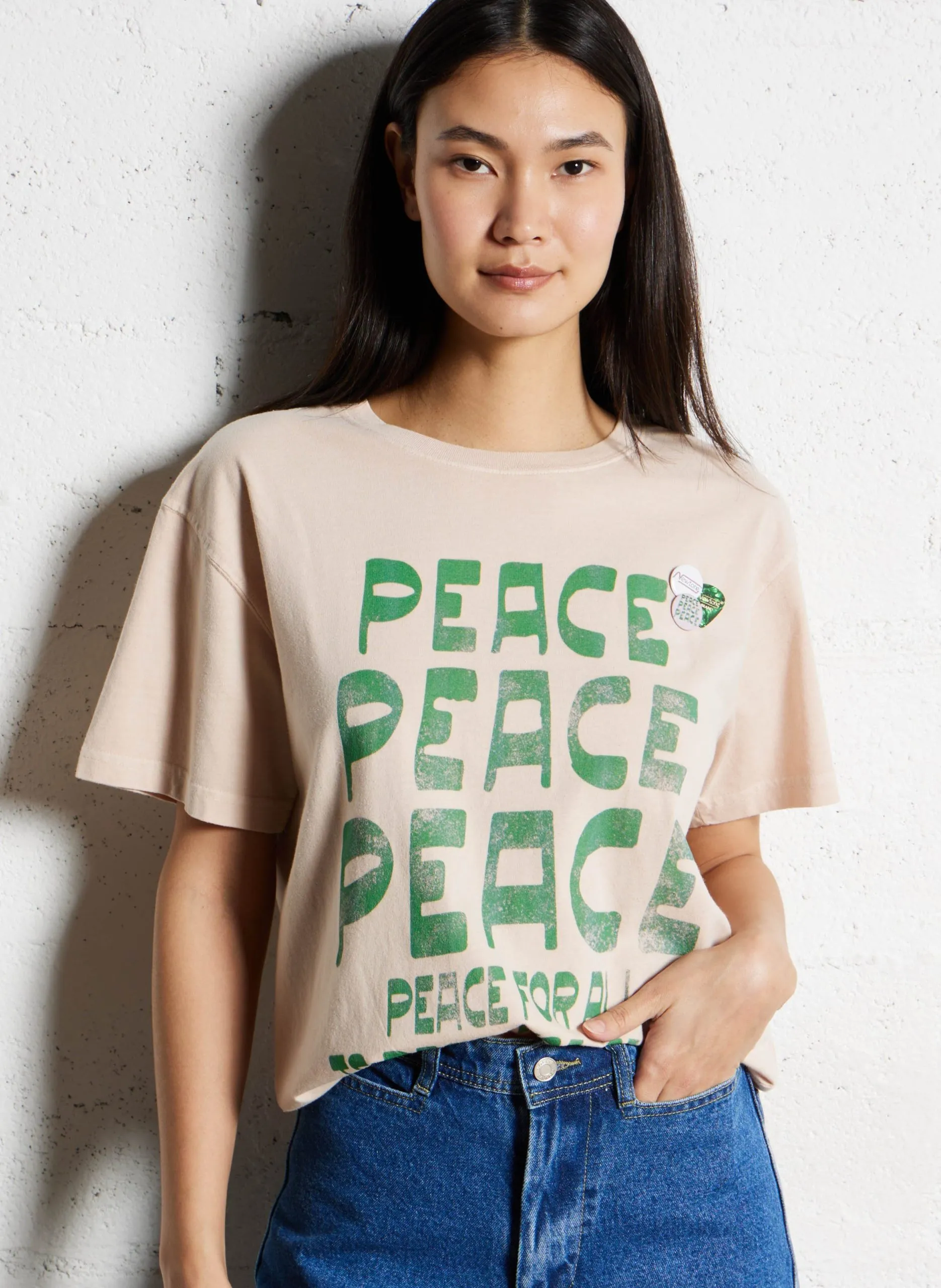 Tee-shirt col rond sérigraphié en coton Gris PASADENA-1