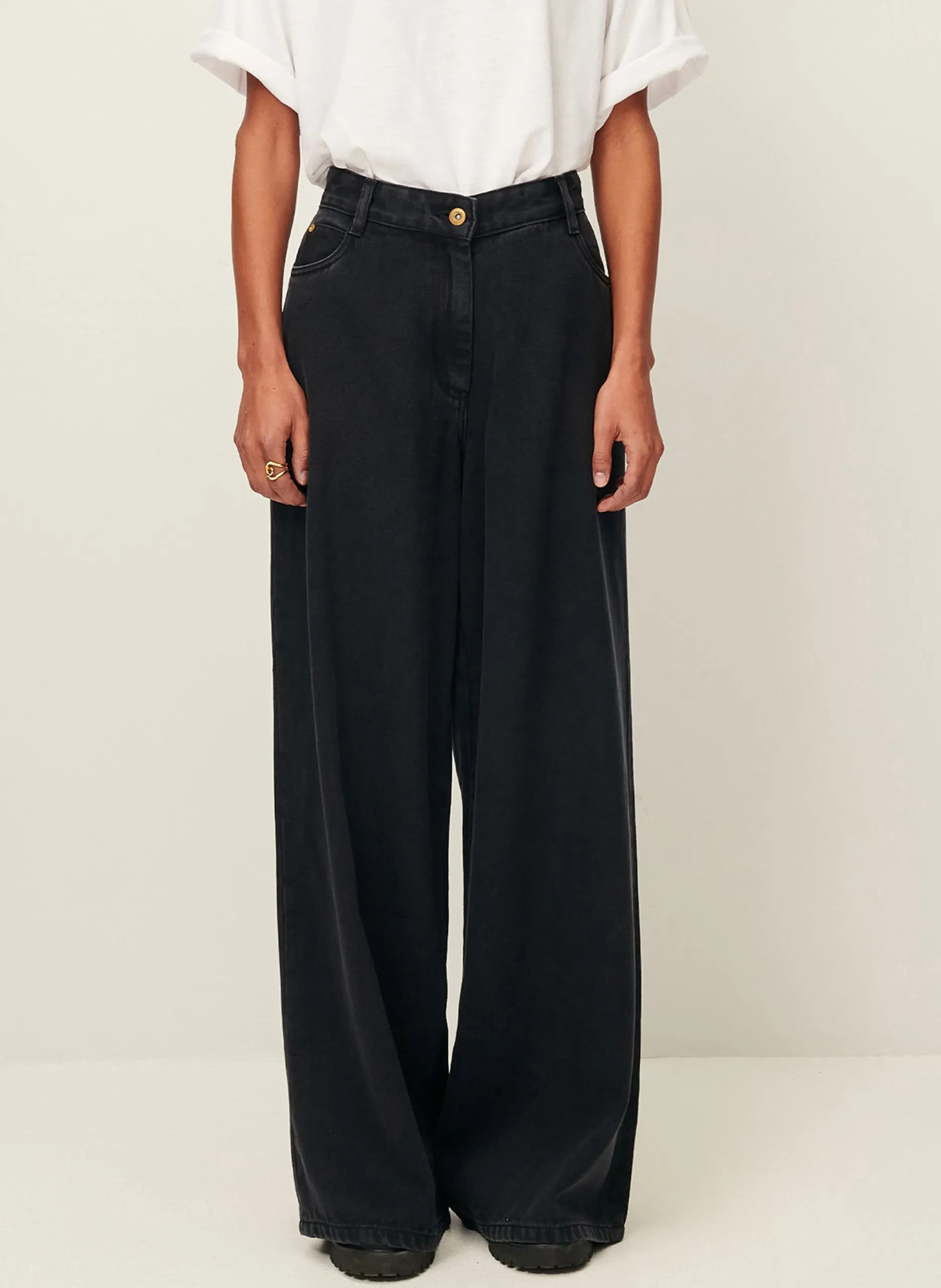 Jean ample en denim Noir DALT