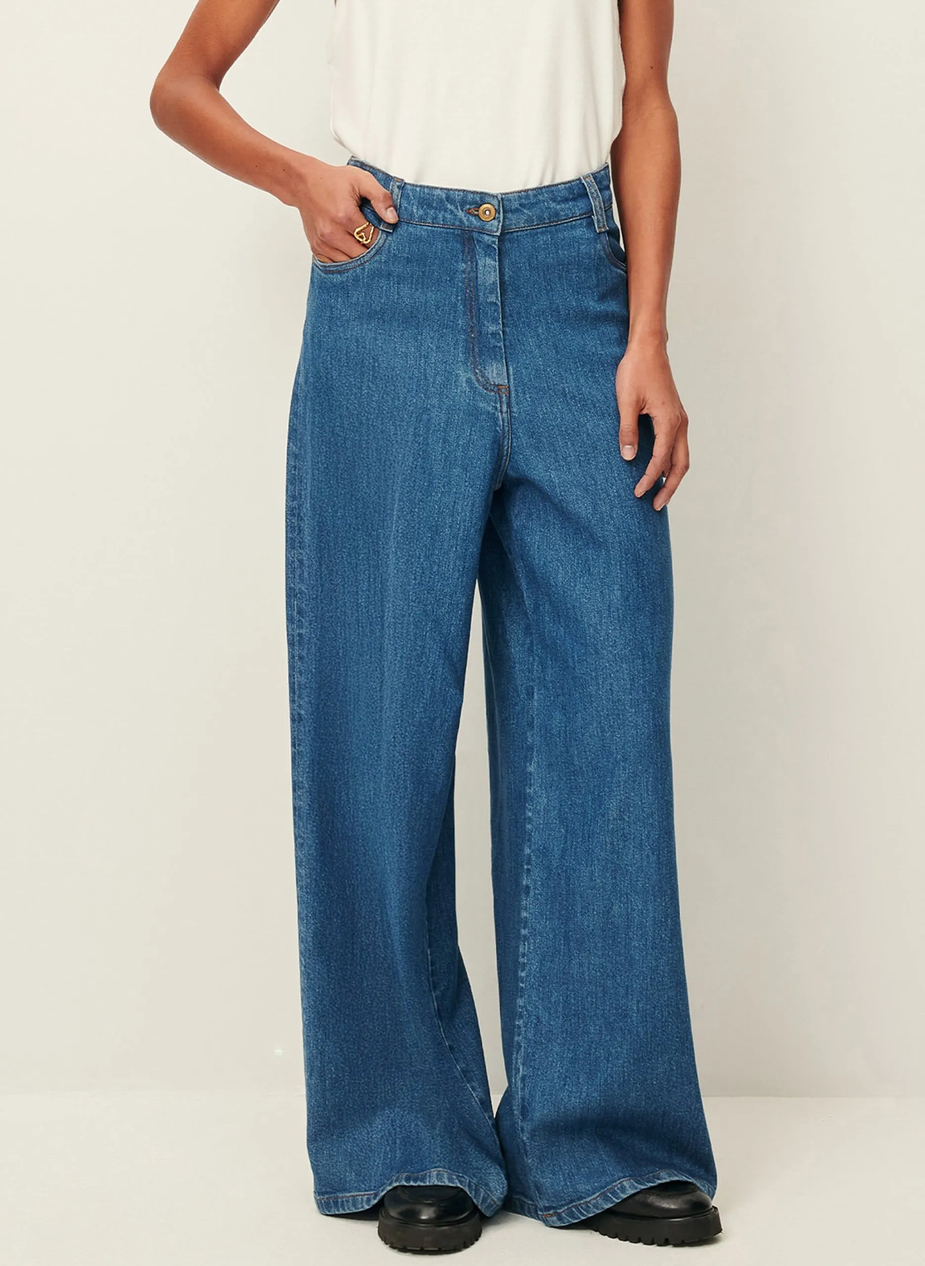 Jean flare taille haute Bleu DALT