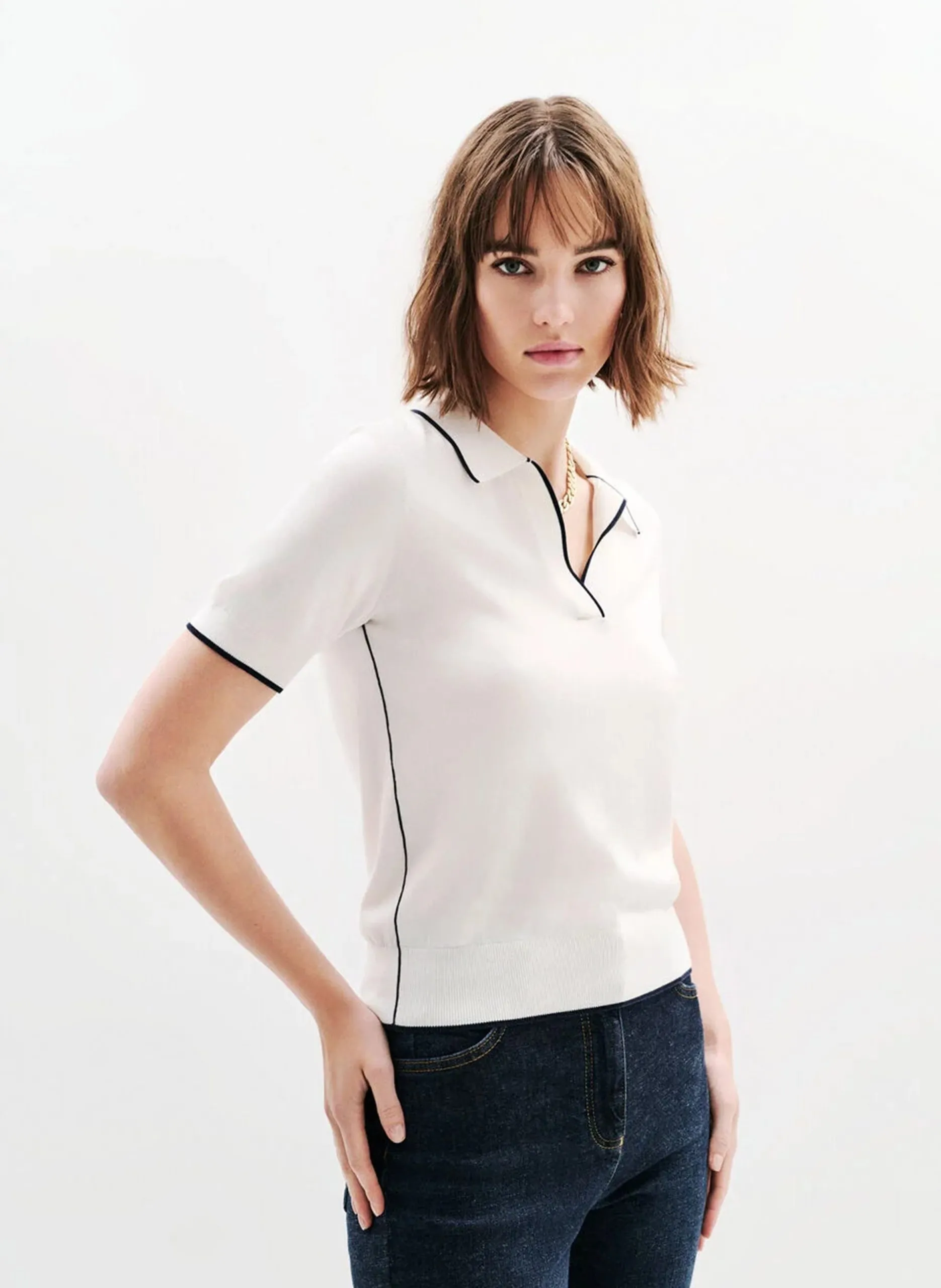 Pull droit col classique Beige 251K-MJEREMY