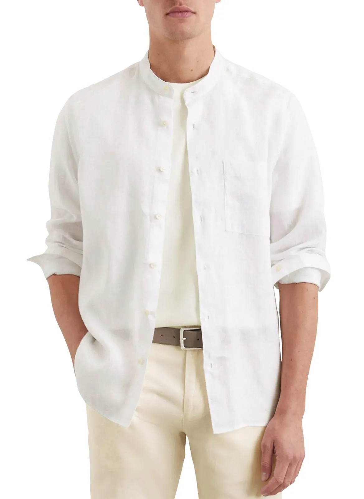 Chemise regular en lin Blanc