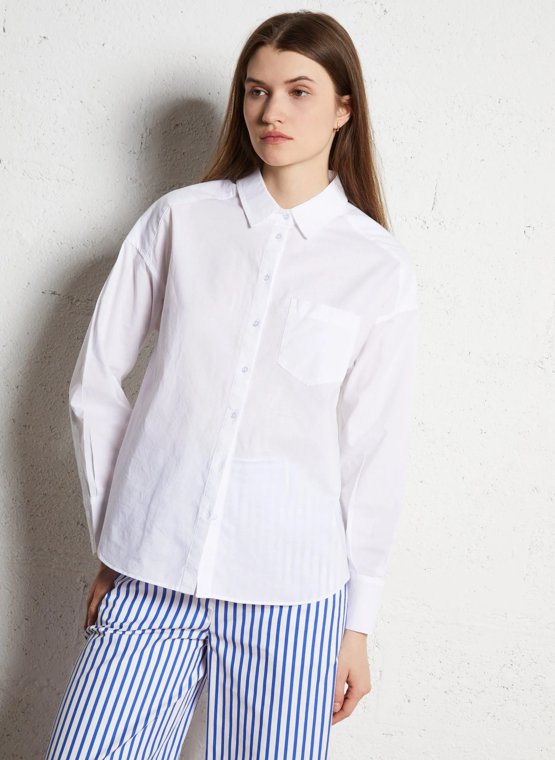 Chemise col classique en coton Blanc CHARLINA