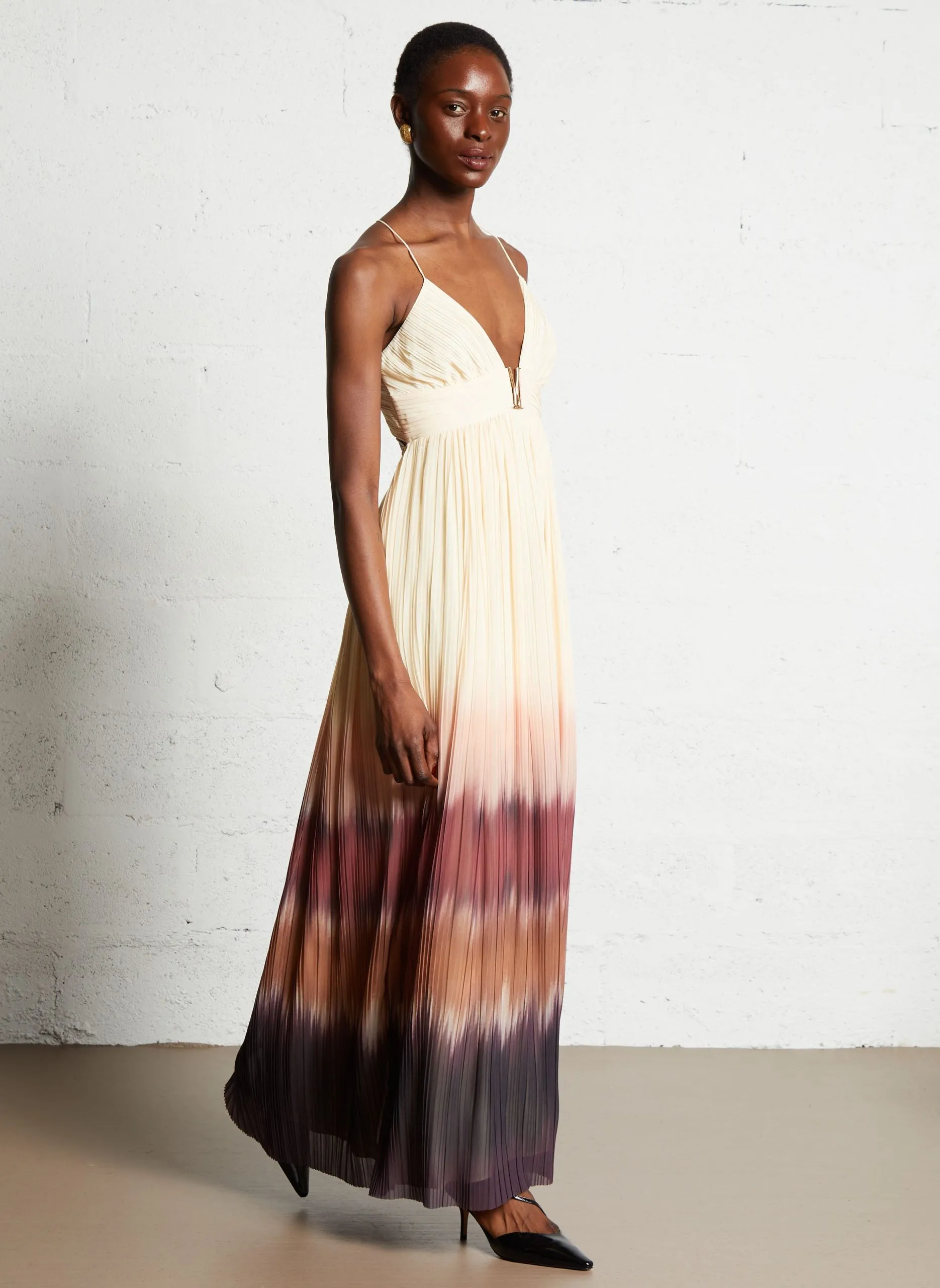 Robe longue plissée Rose WILA