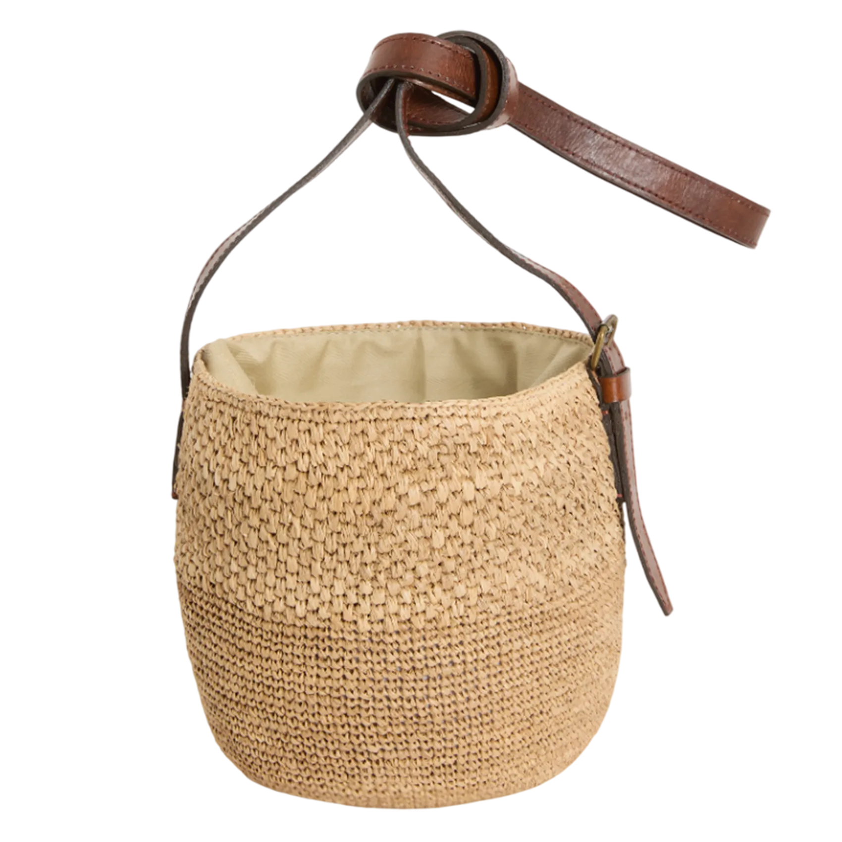 Sac seau bandoulière en raphia Beige MAIKA