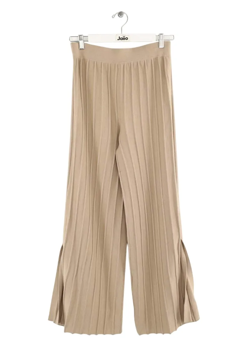 Pantalon large en laine Beige
