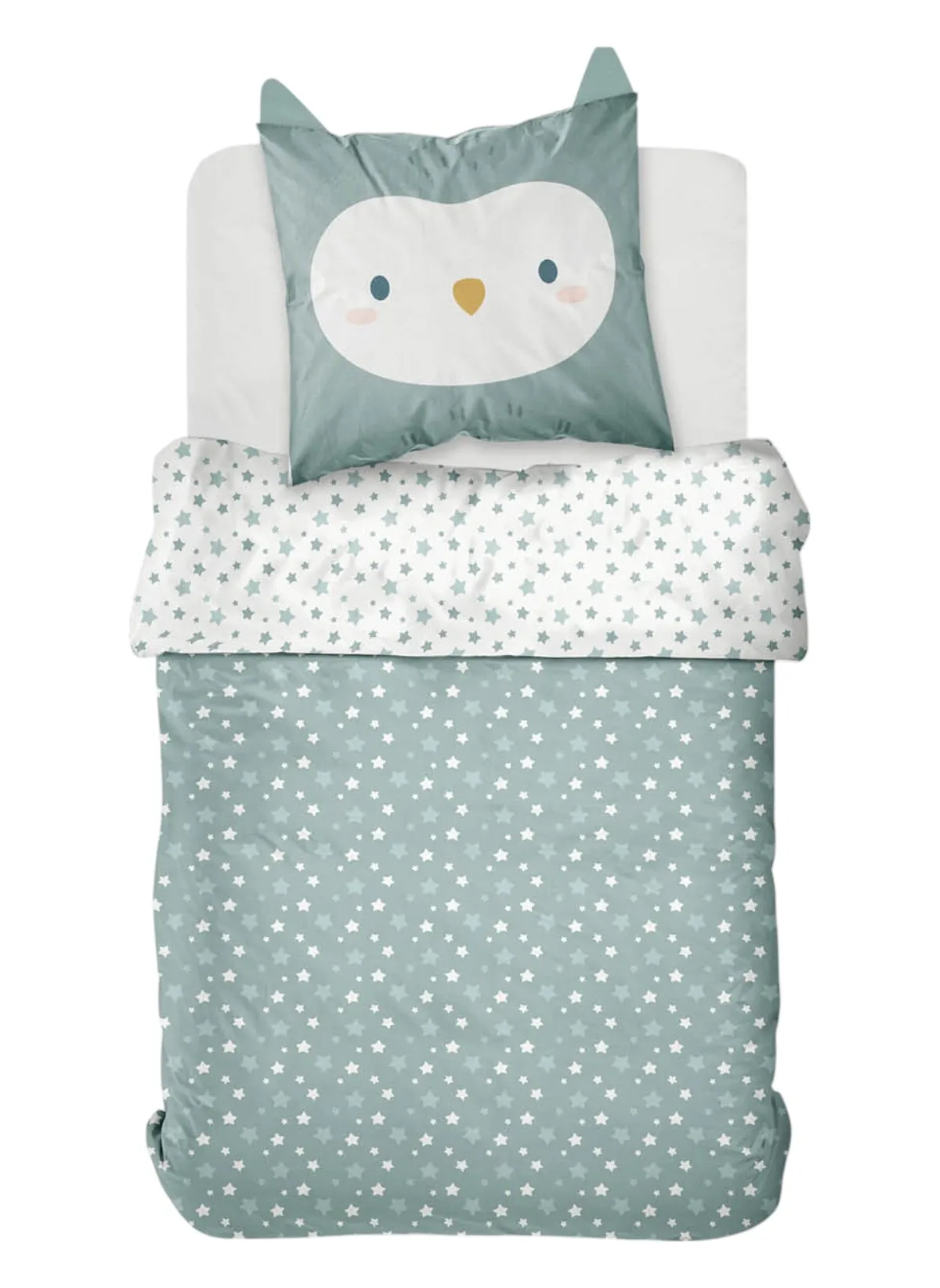 Parure de lit imprimé en coton Vert FUNNY