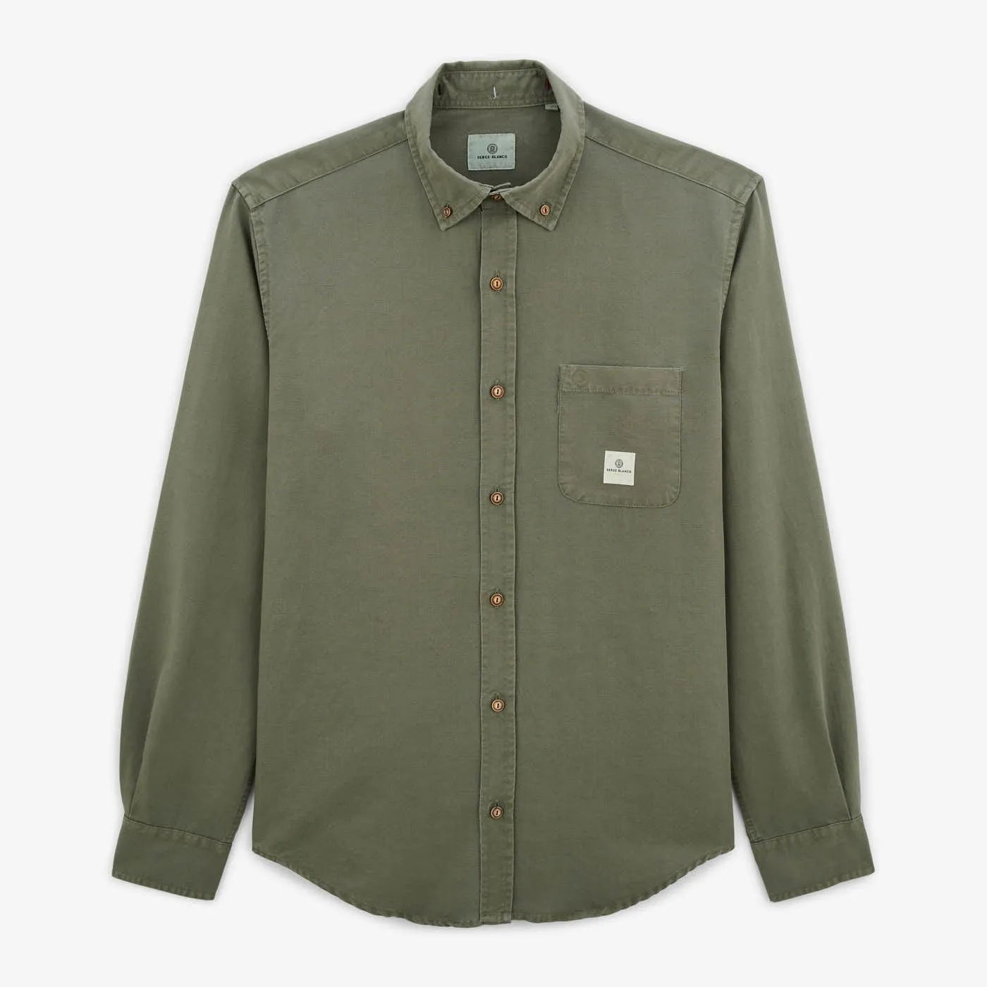 Chemise manches longues en lin Kaki CARL