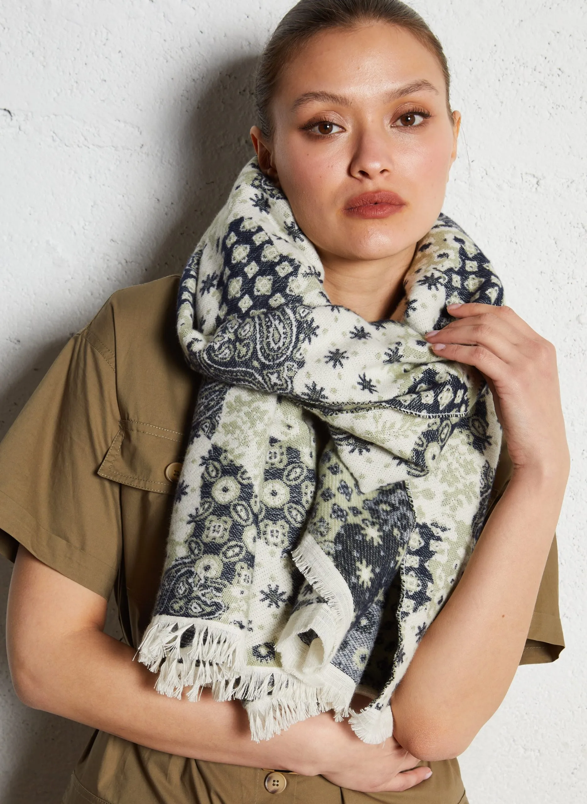 Echarpe en coton imprimé Bleu